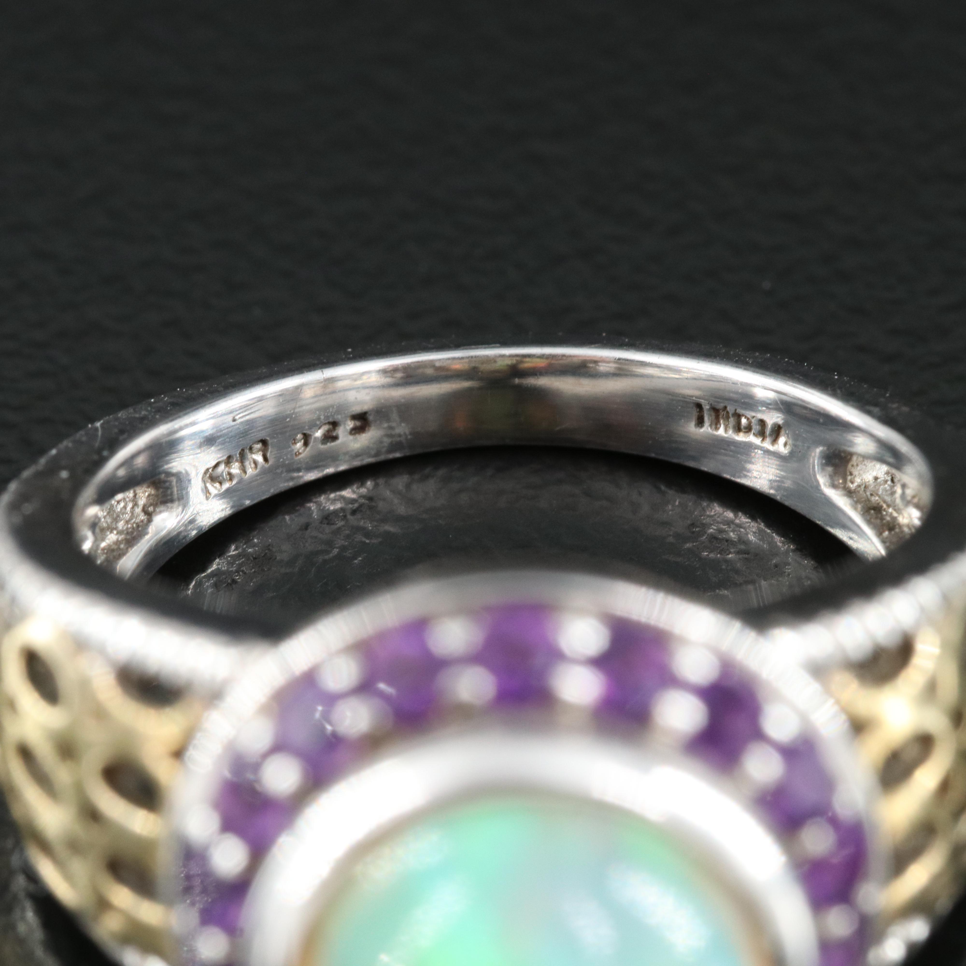 Sterling Opal and Amethyst Ring