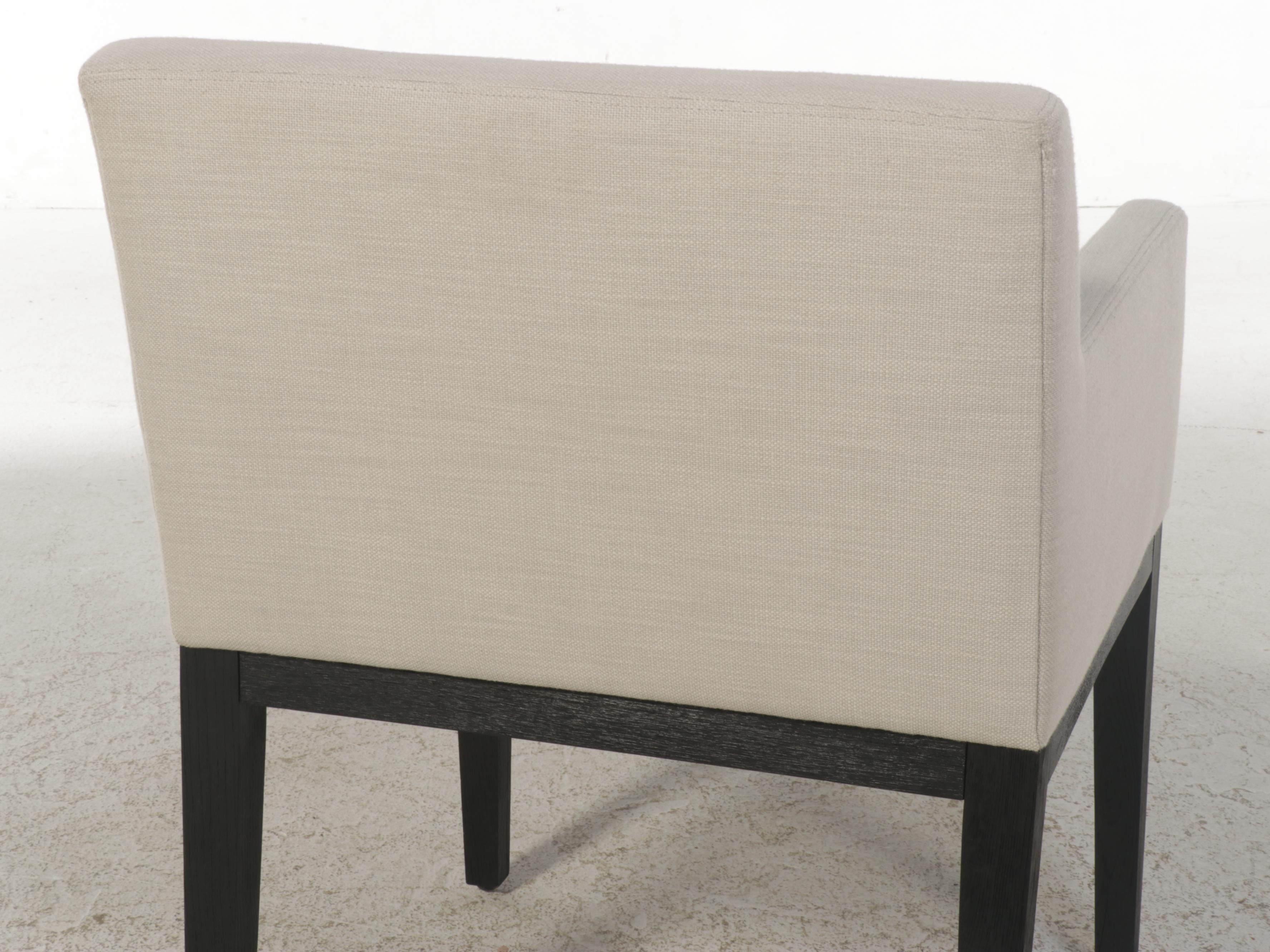 Restoration Hardware Ebonized Wood Trestle-Base Table and 8 Upholstered Chairs