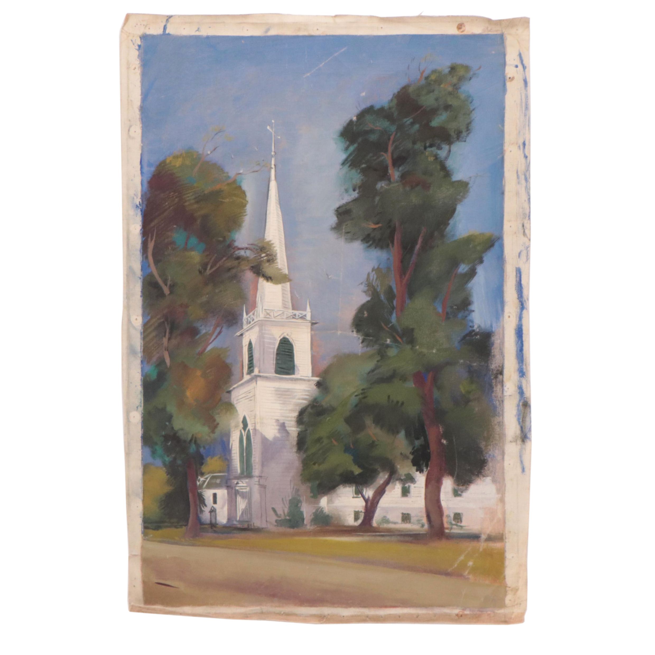 Landscape Oil Painting of Church