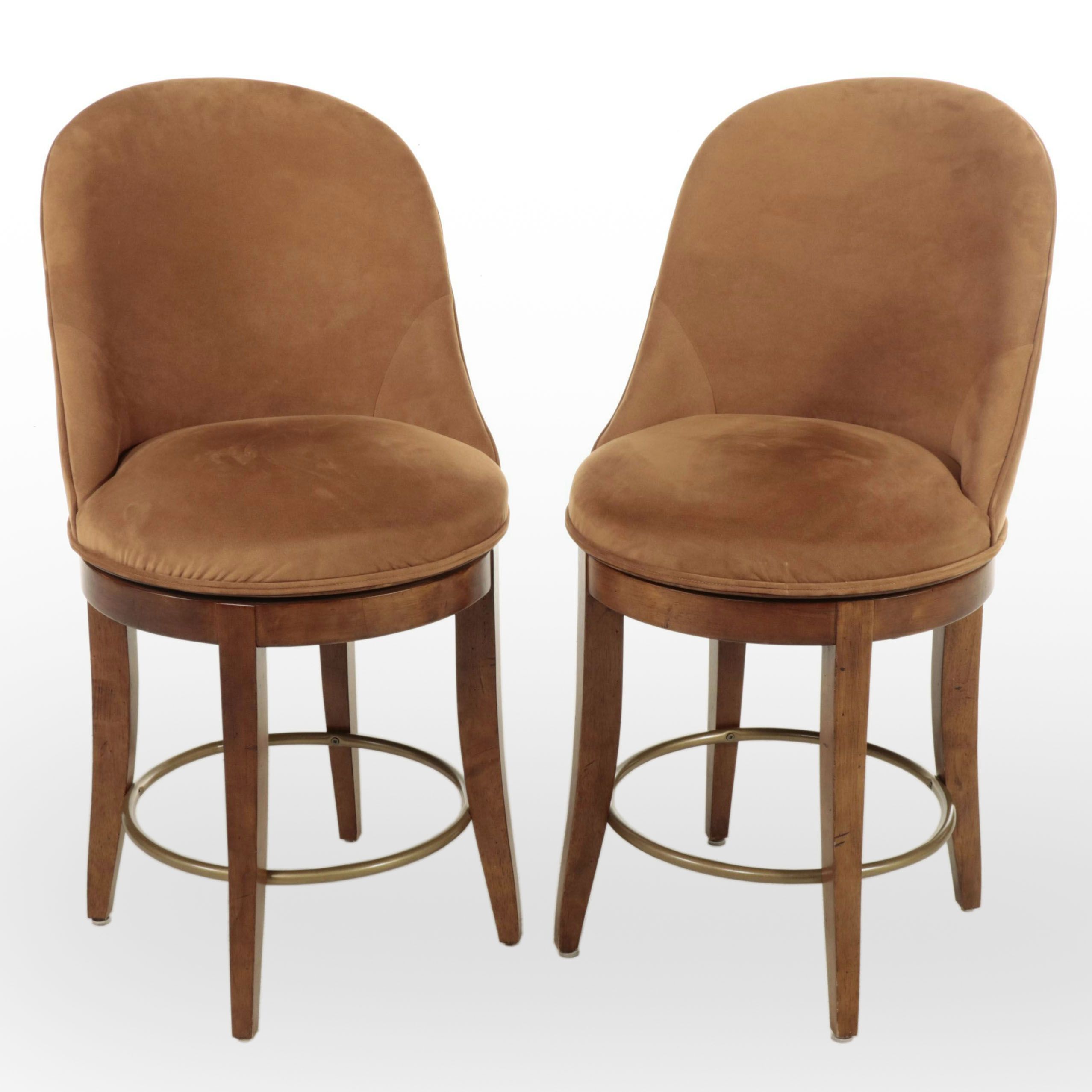 Pair of Armless Barrel Back Swivel Stools