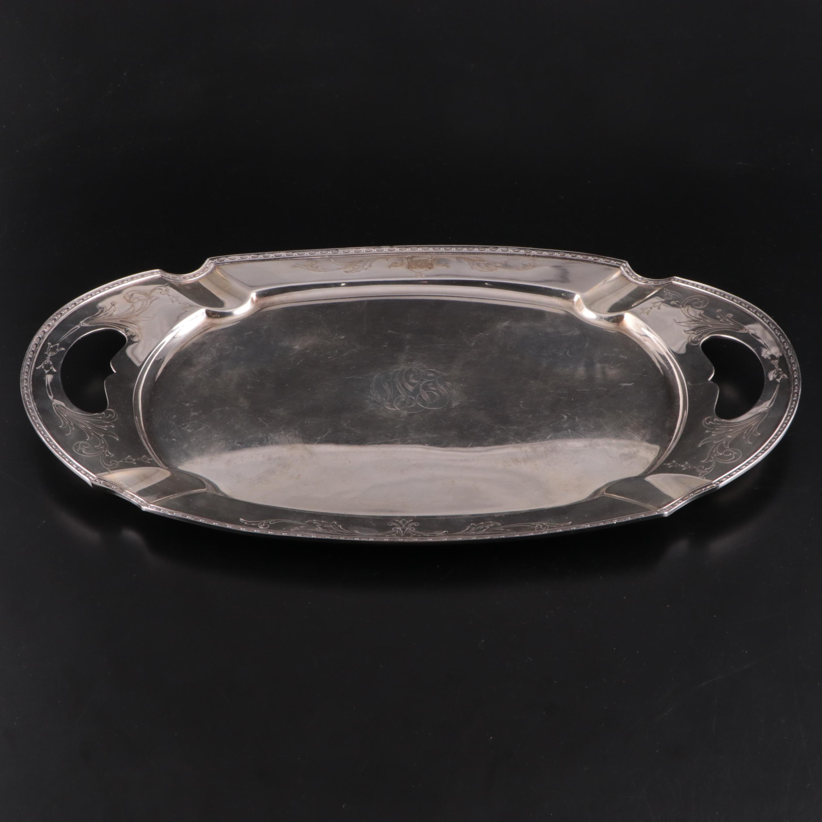 Wallace Bros. Silver Co. Neoclassical Style Silver Plate Tea Set and Other Tray