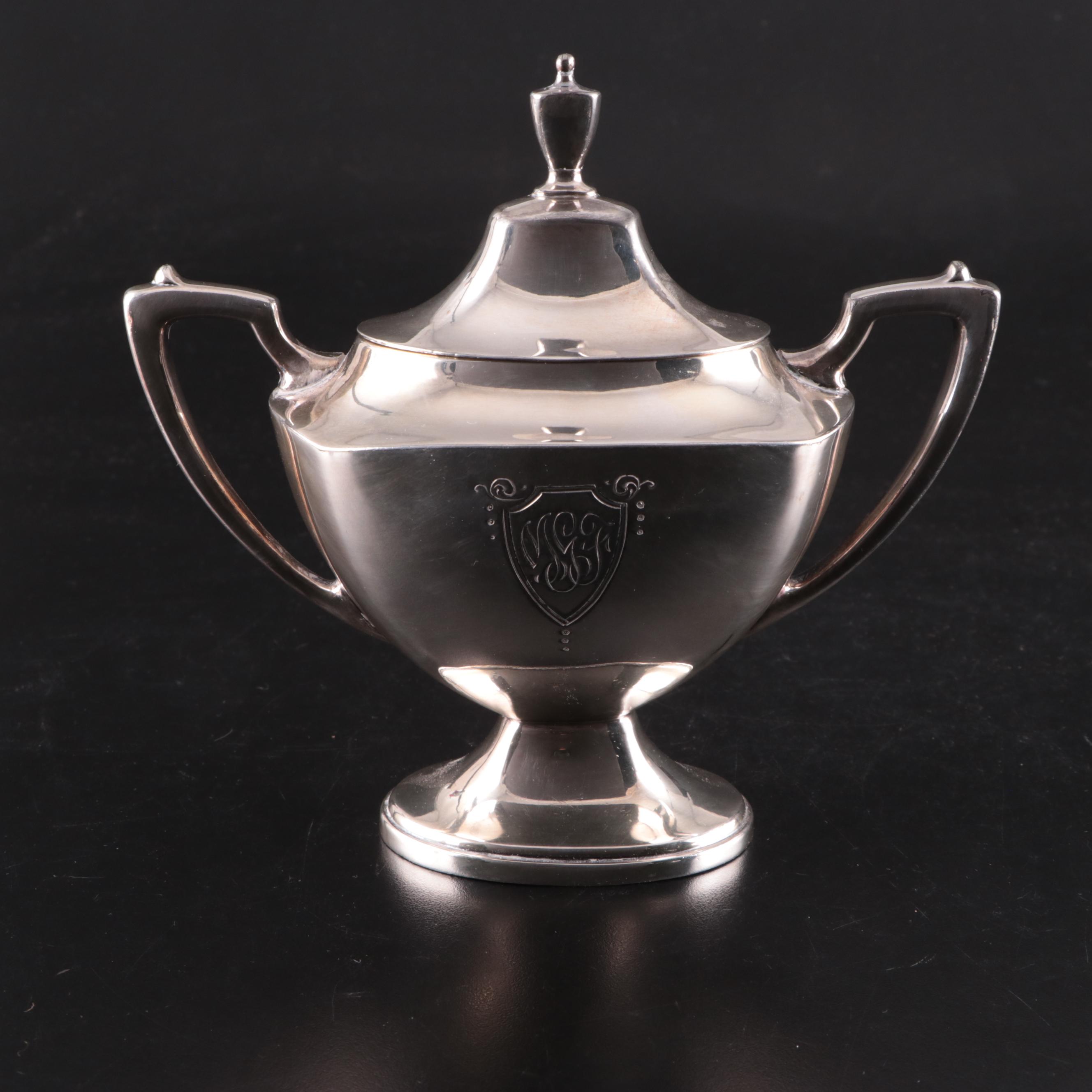 Wallace Bros. Silver Co. Neoclassical Style Silver Plate Tea Set and Other Tray