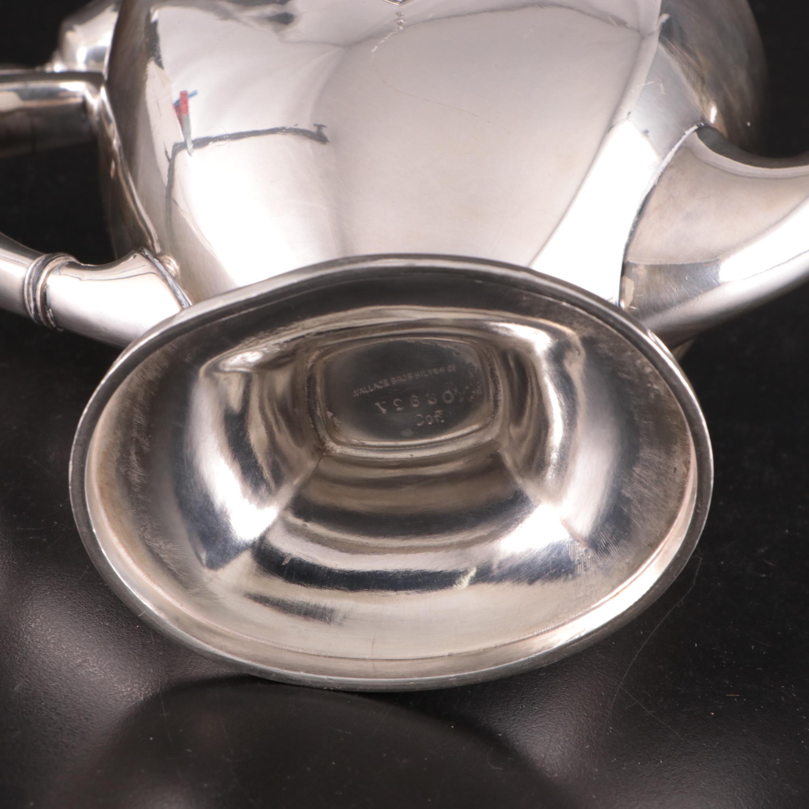 Wallace Bros. Silver Co. Neoclassical Style Silver Plate Tea Set and Other Tray