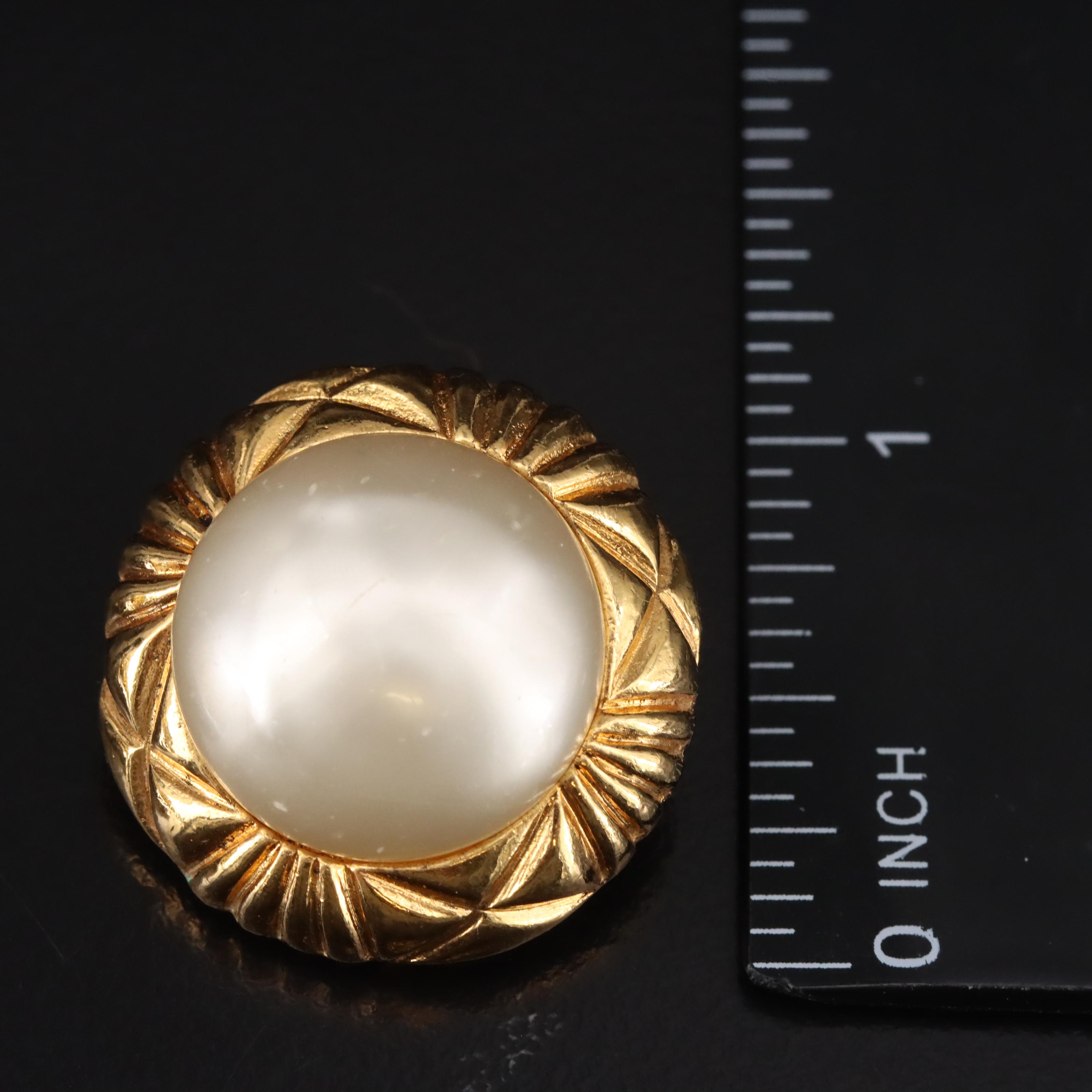 Chanel Faux Pearl Button Earrings EBTH