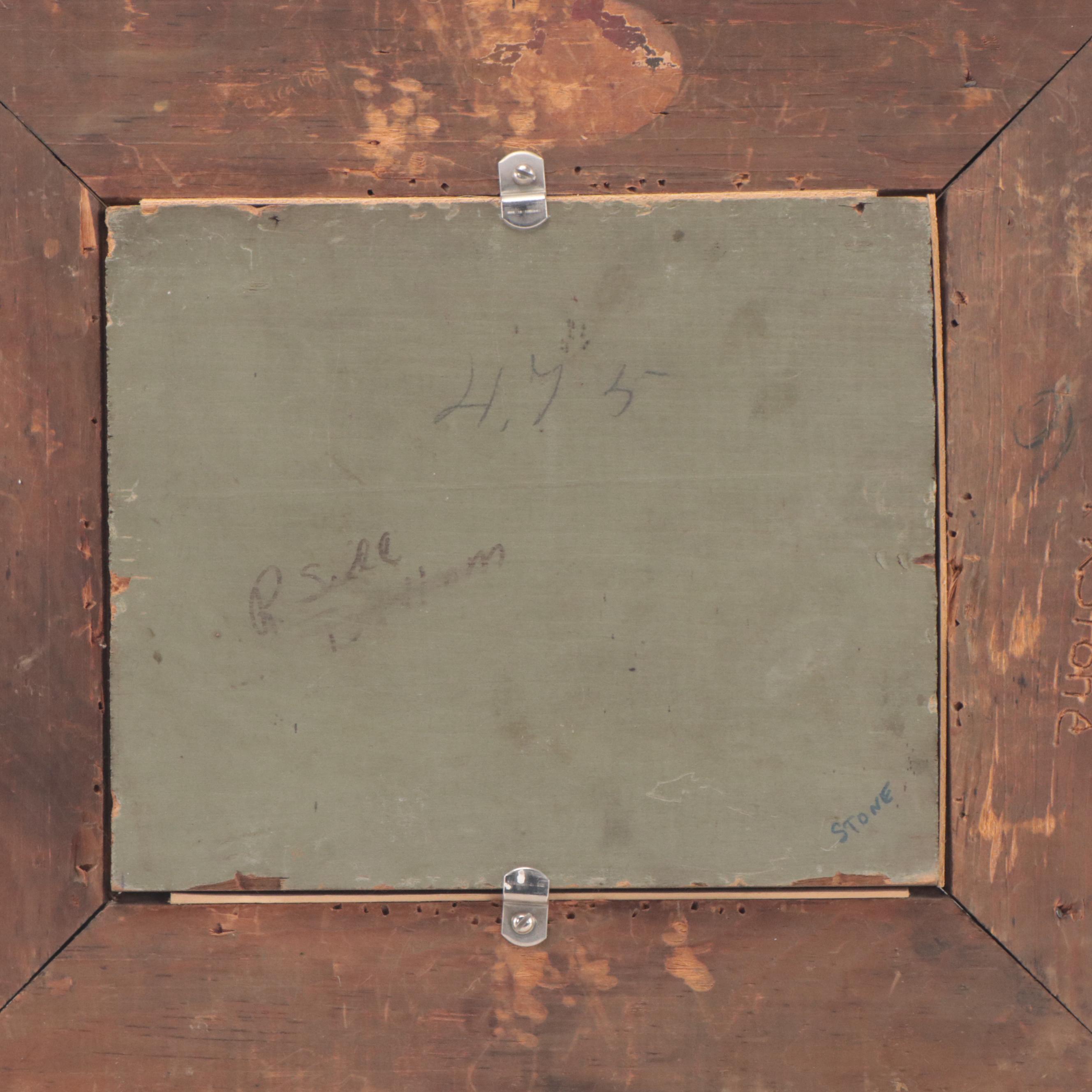 American School River Landscape with Boats Oil Painting, Circa 1900