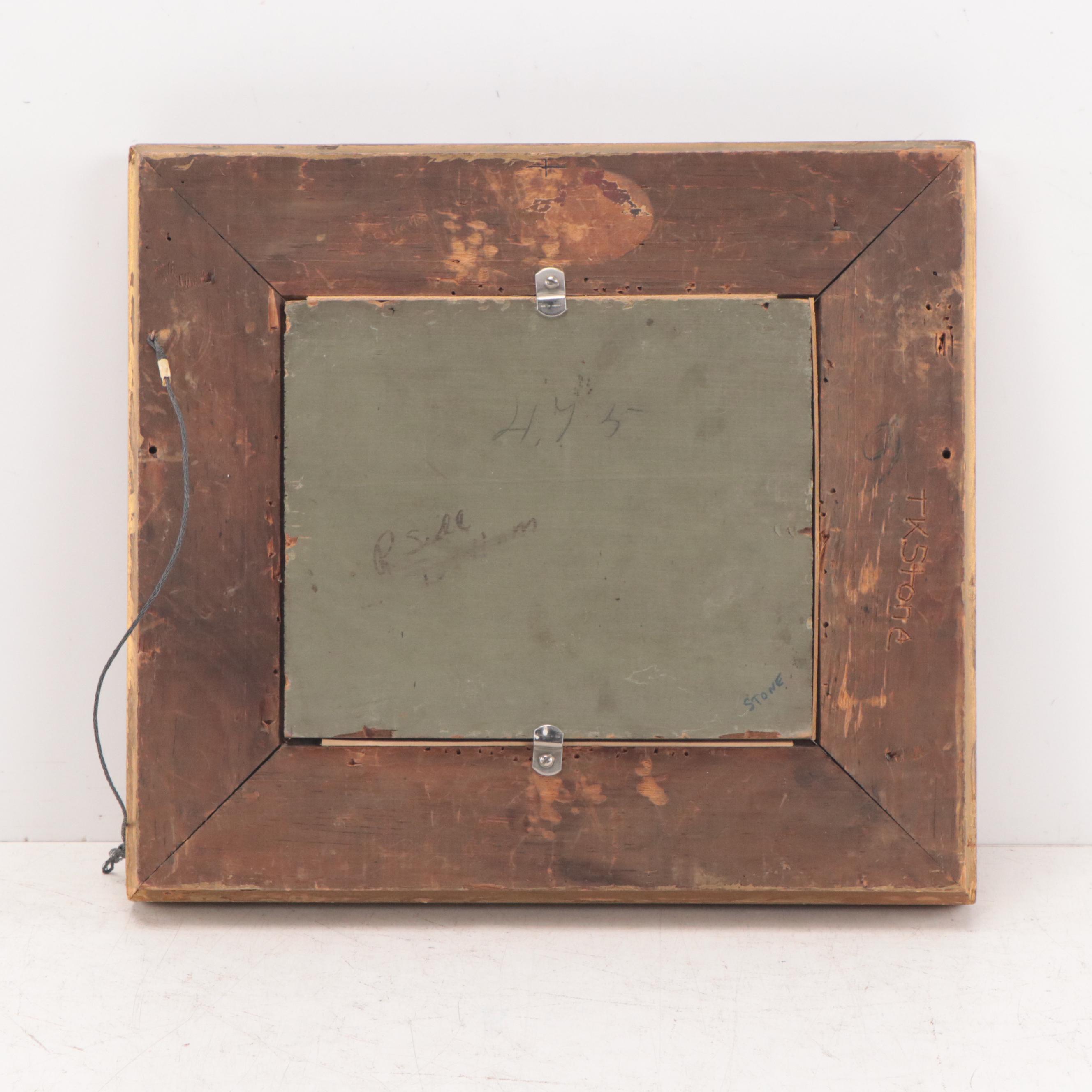 American School River Landscape with Boats Oil Painting, Circa 1900