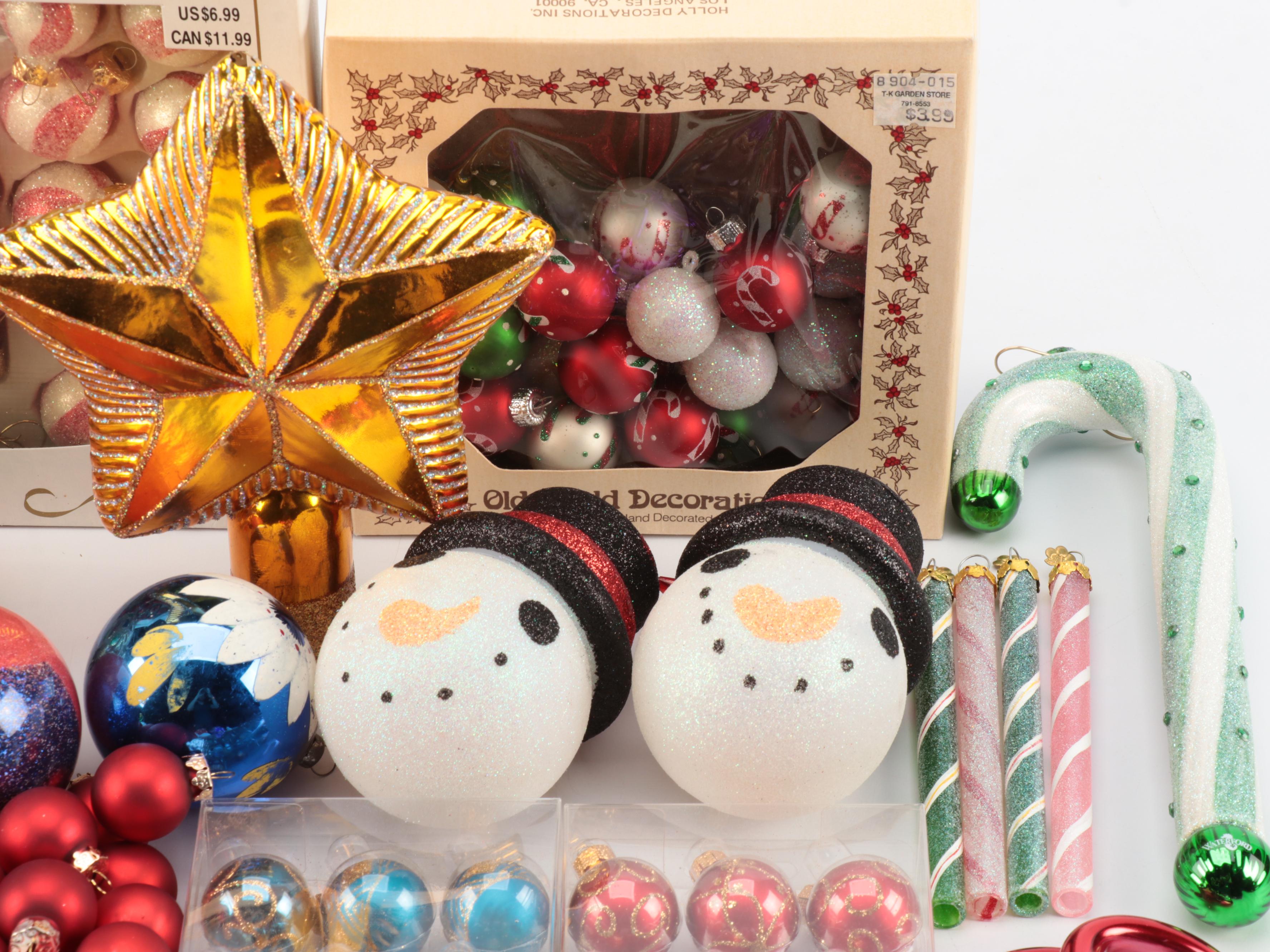 Golden Glass Star Tree Topper with Ornament Collection