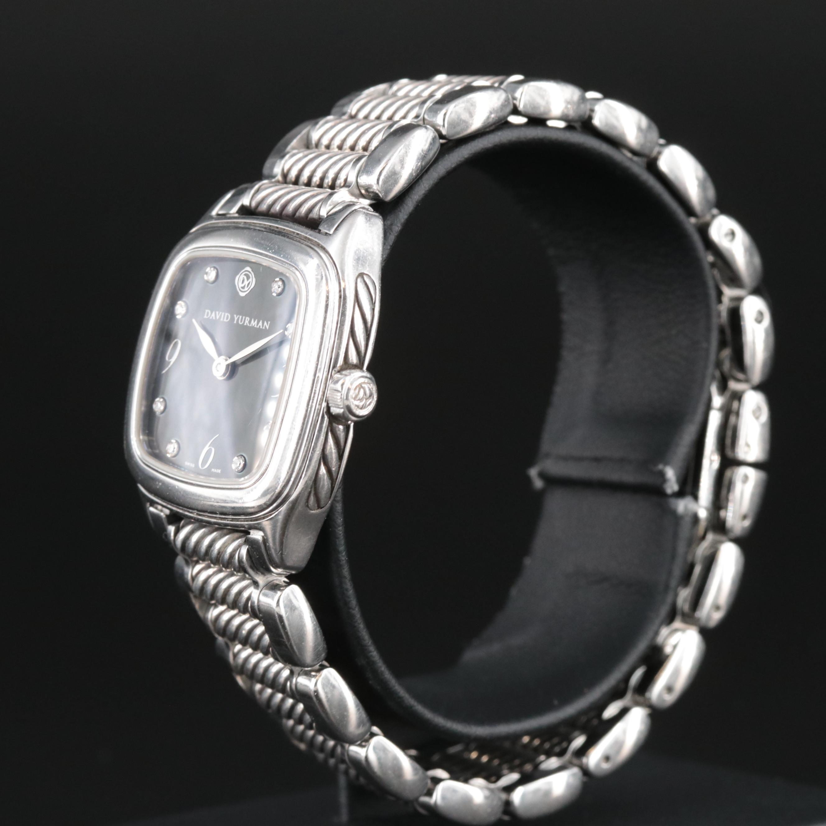 David Yurman Thoroughbred Diamond Dial Stainless Steel Watch