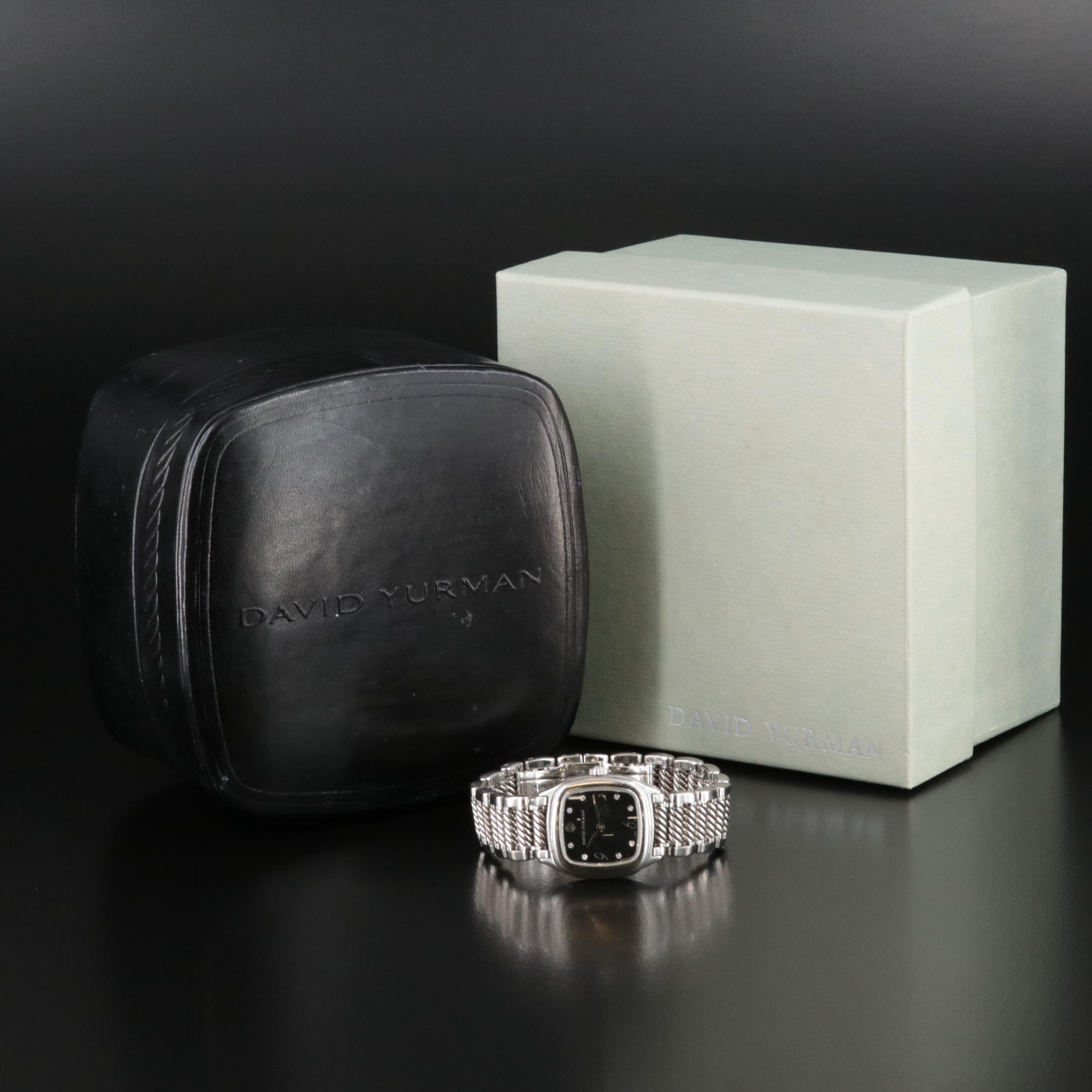 David Yurman Thoroughbred Diamond Dial Stainless Steel Watch