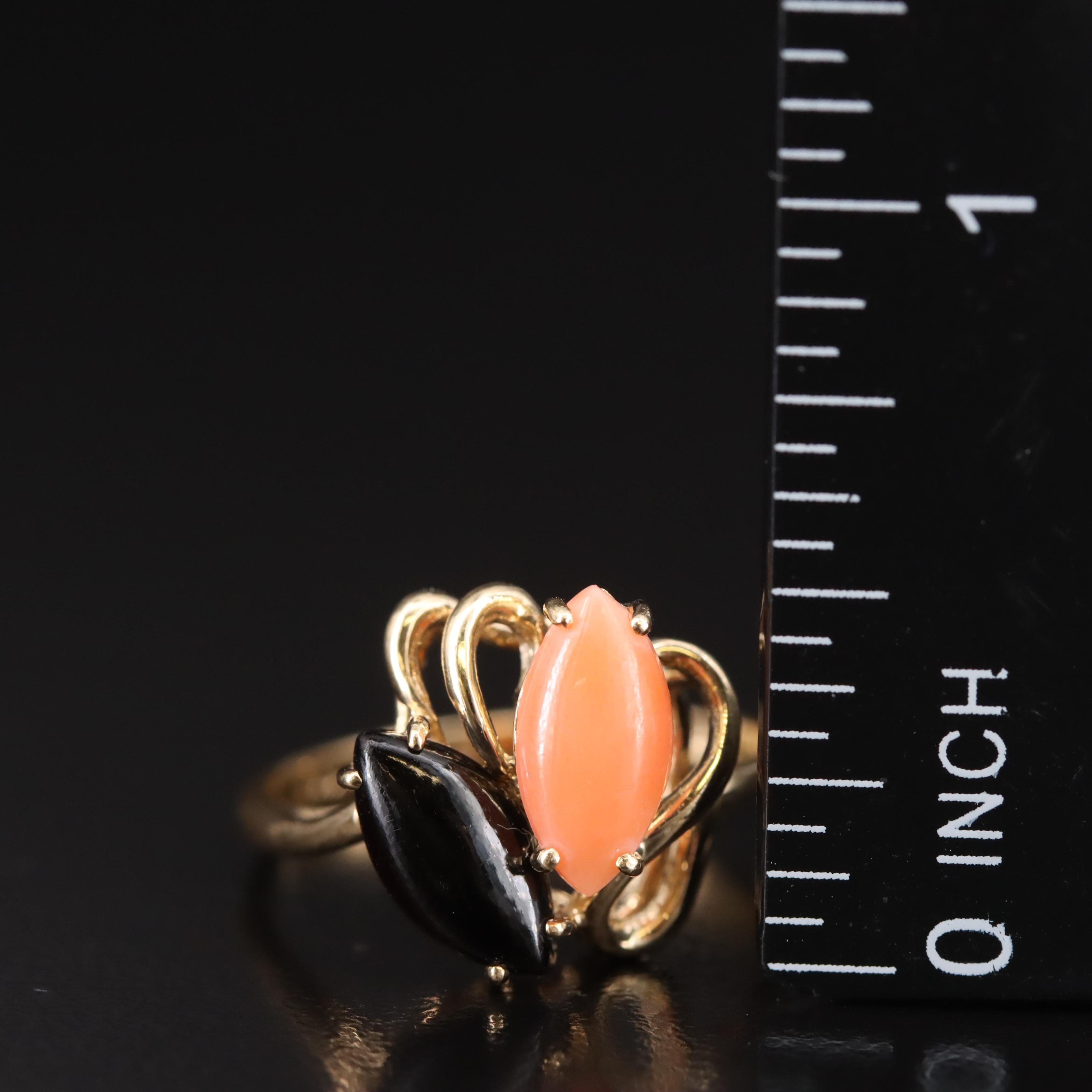 14K Coral Ring Including Black Coral