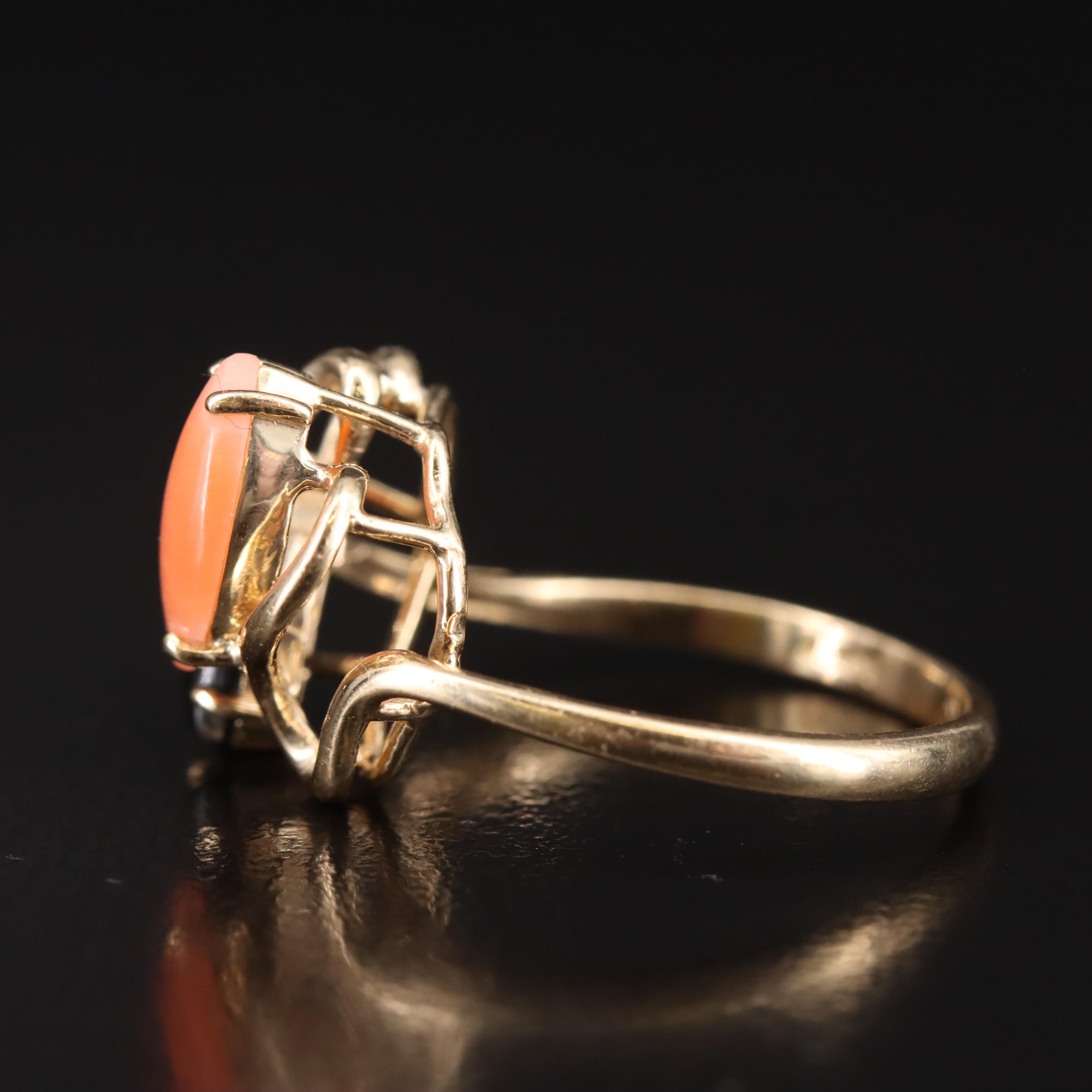 14K Coral Ring Including Black Coral
