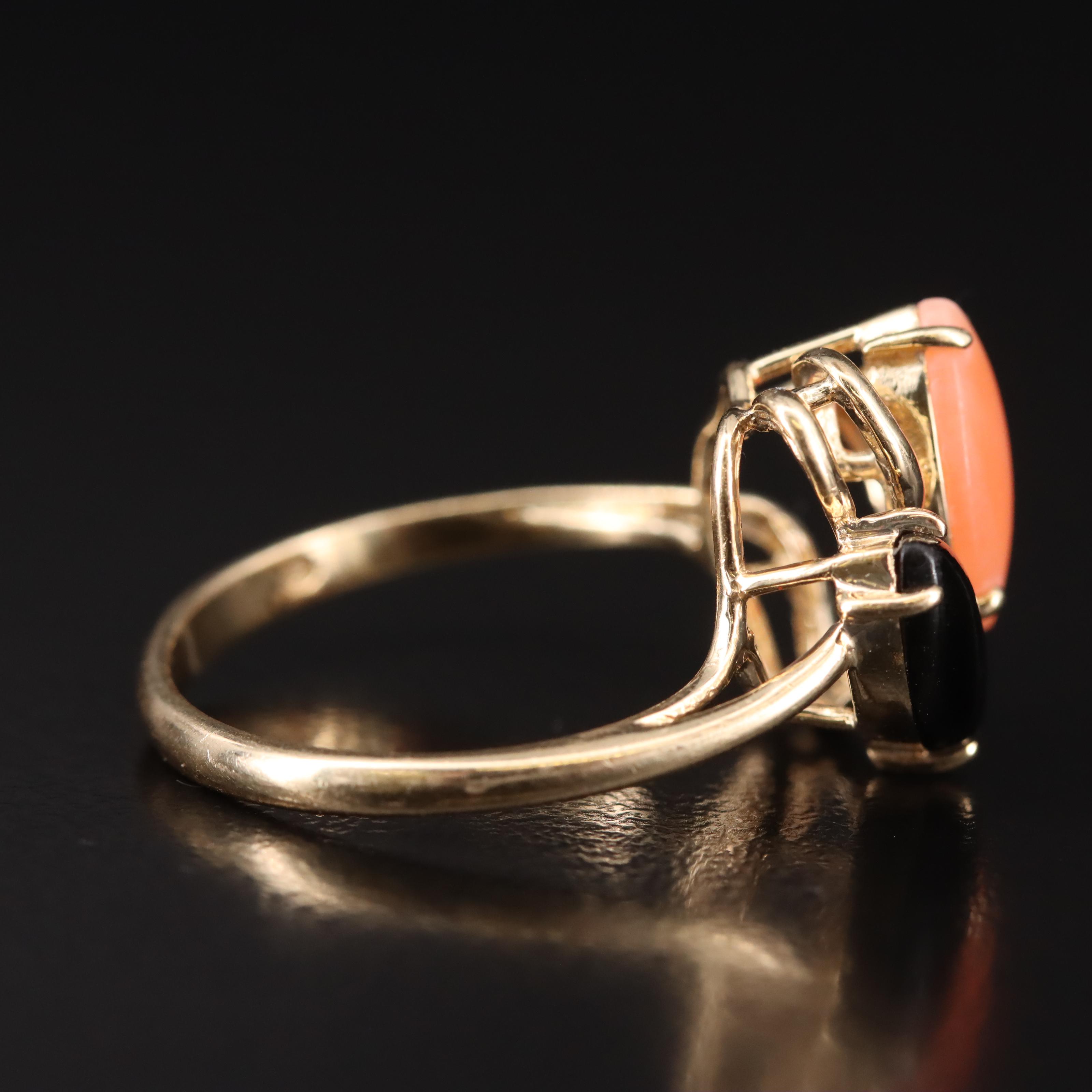 14K Coral Ring Including Black Coral