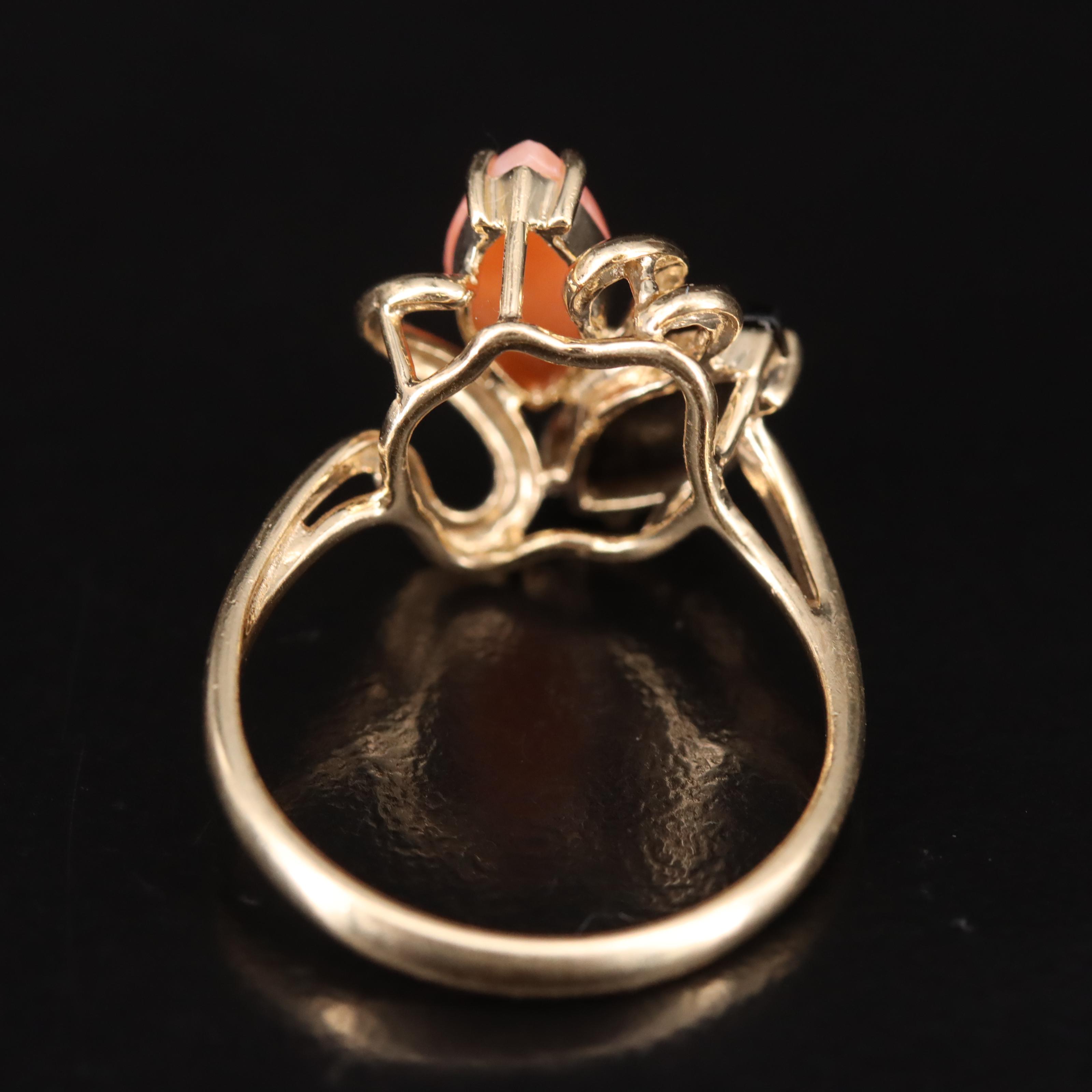 14K Coral Ring Including Black Coral
