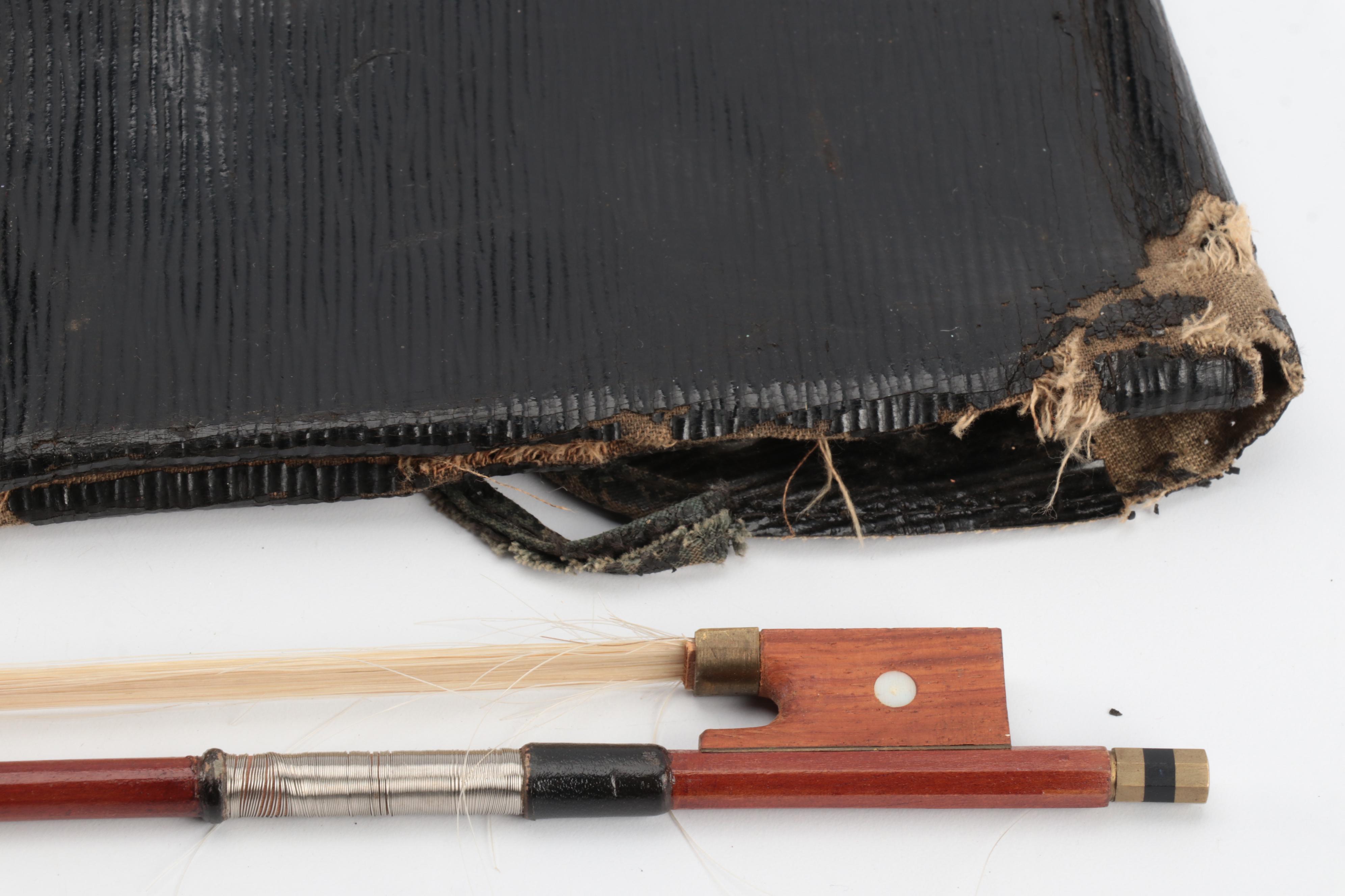 Brass Finished Metal Hand Saw With Mother of Pearl and Wood Bow