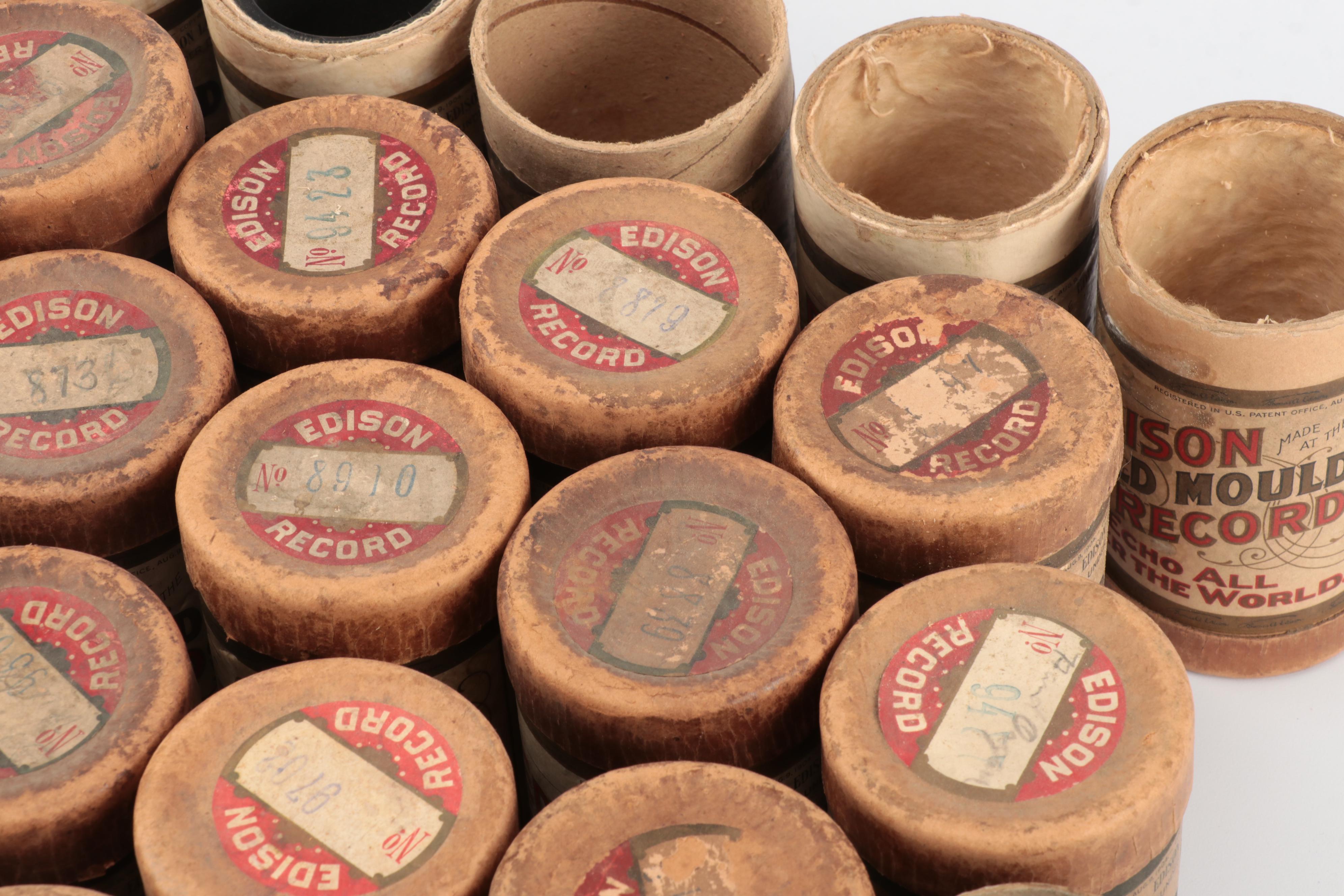 National Phonograph Co. Edison Cylinders, Holder and More, Early 20th Century