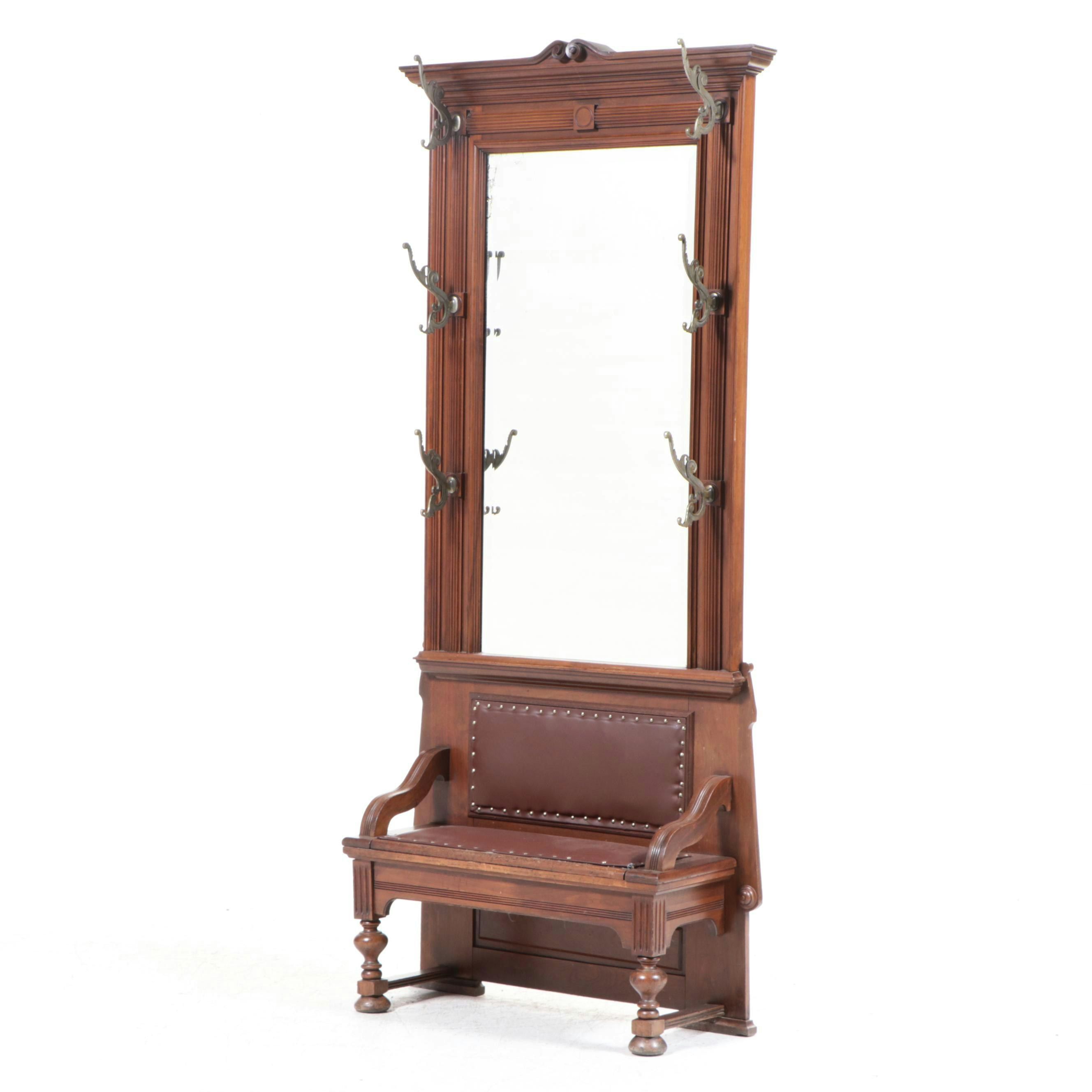 Victorian Hall Tree with Seat, Late 19th/ Early 20th Century