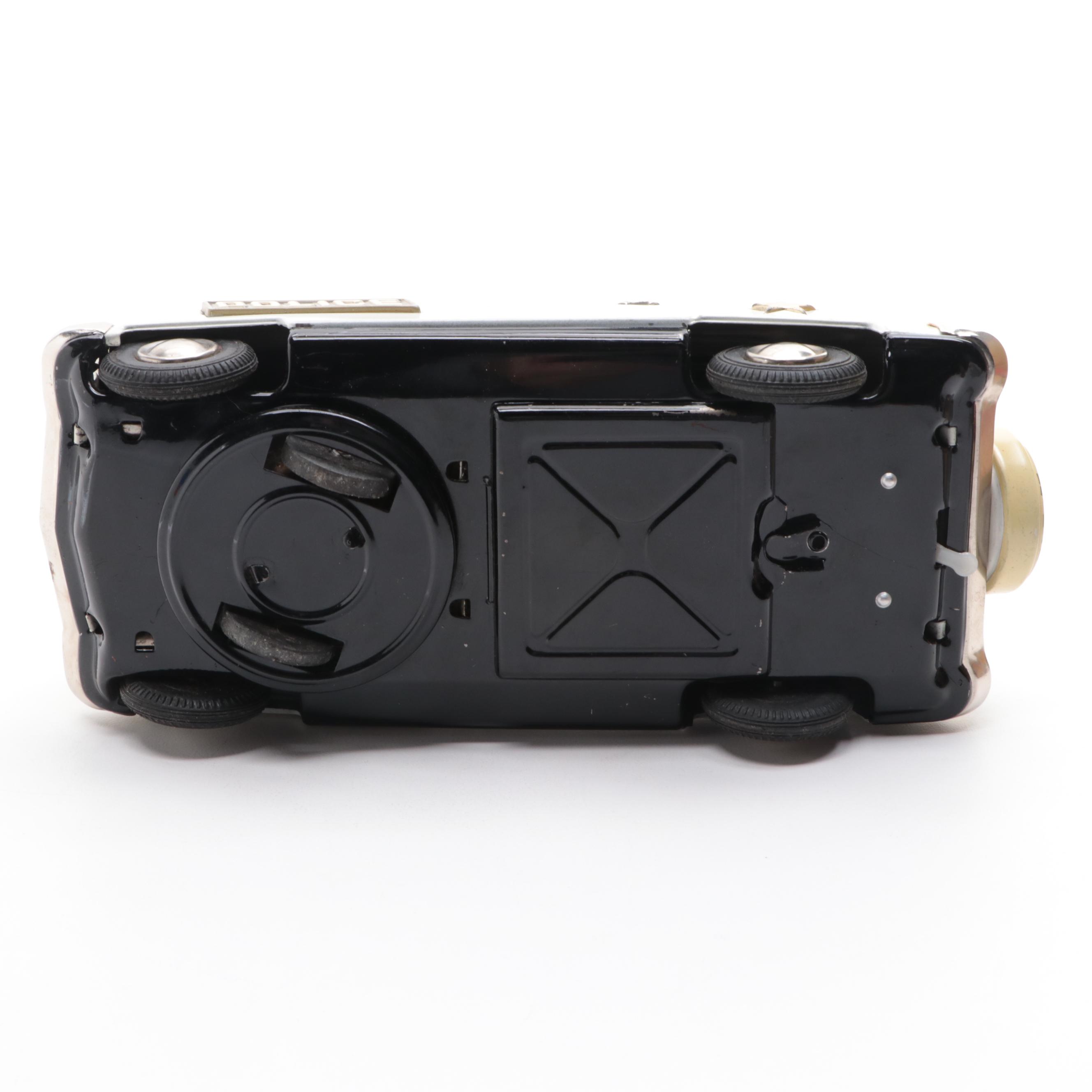 Tin Lithograph Battery Powered Police Car Toy, Mid-20th Century