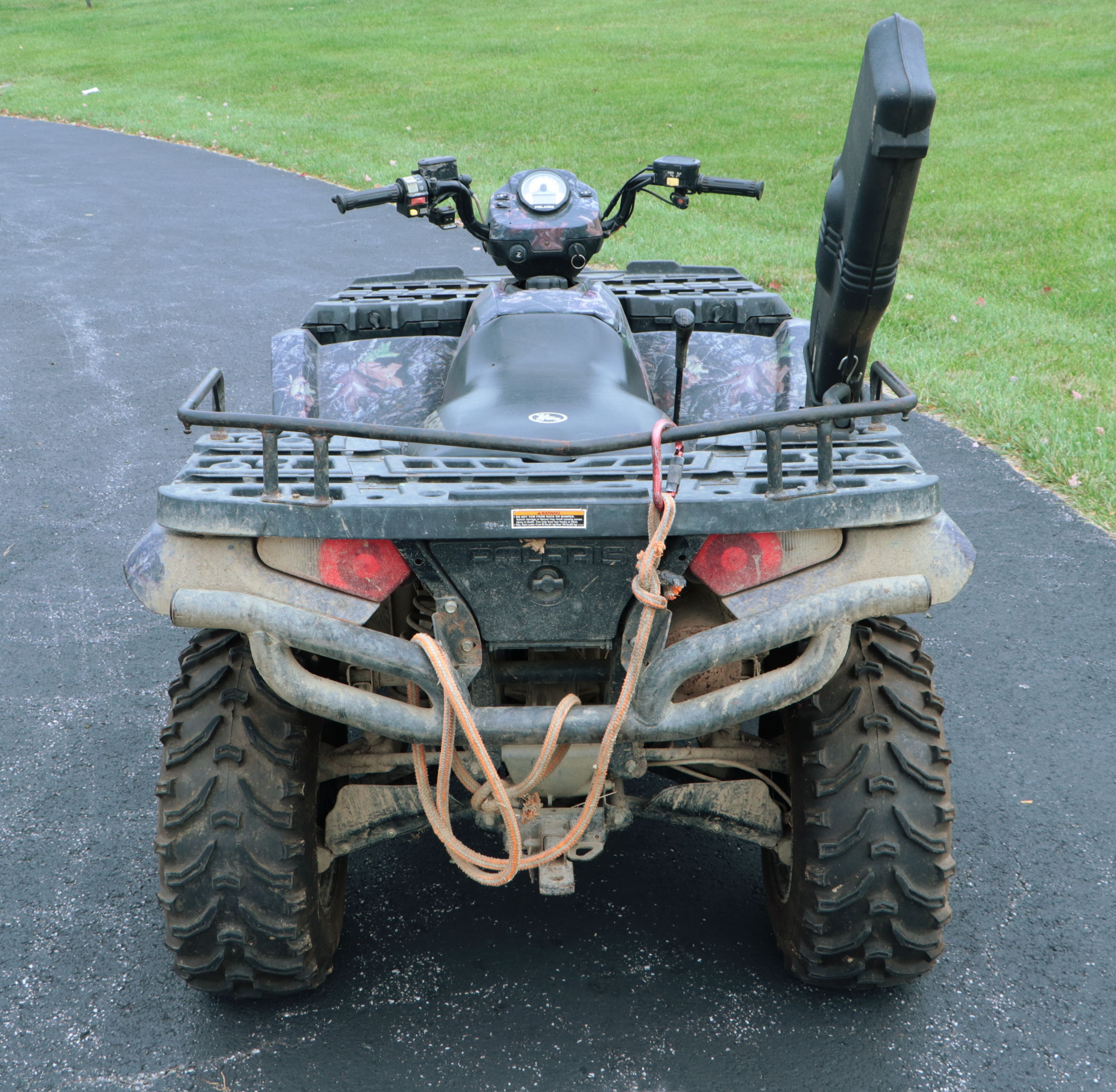 2006 Polaris Sportsman 450 ATV in Camo with Ramps, Snow Plow, and Accessories
