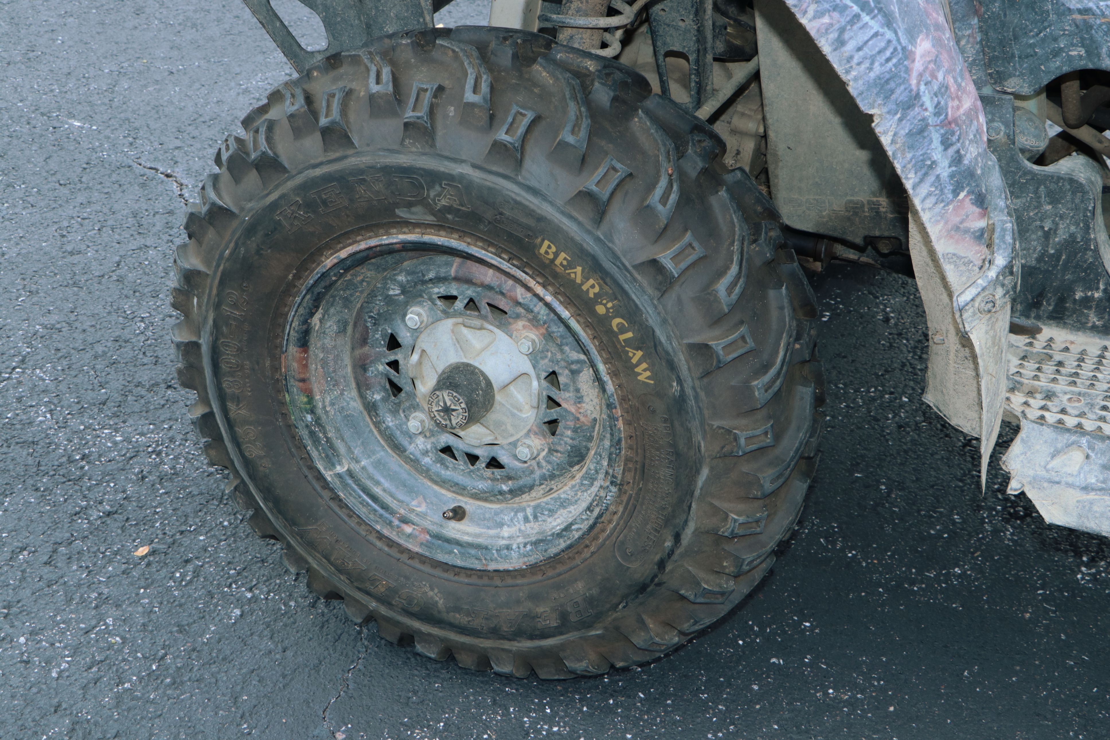 2006 Polaris Sportsman 450 ATV in Camo with Ramps, Snow Plow, and Accessories