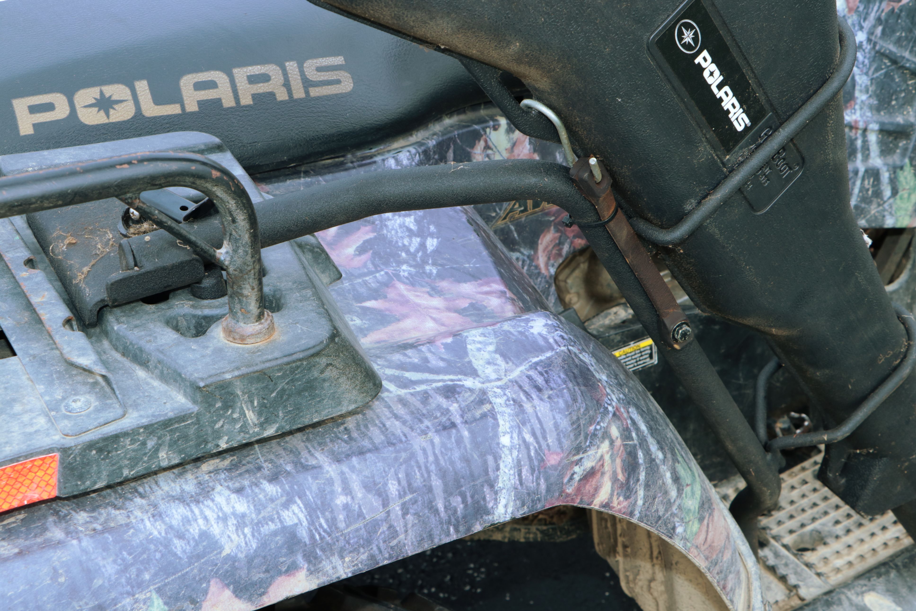 2006 Polaris Sportsman 450 ATV in Camo with Ramps, Snow Plow, and Accessories
