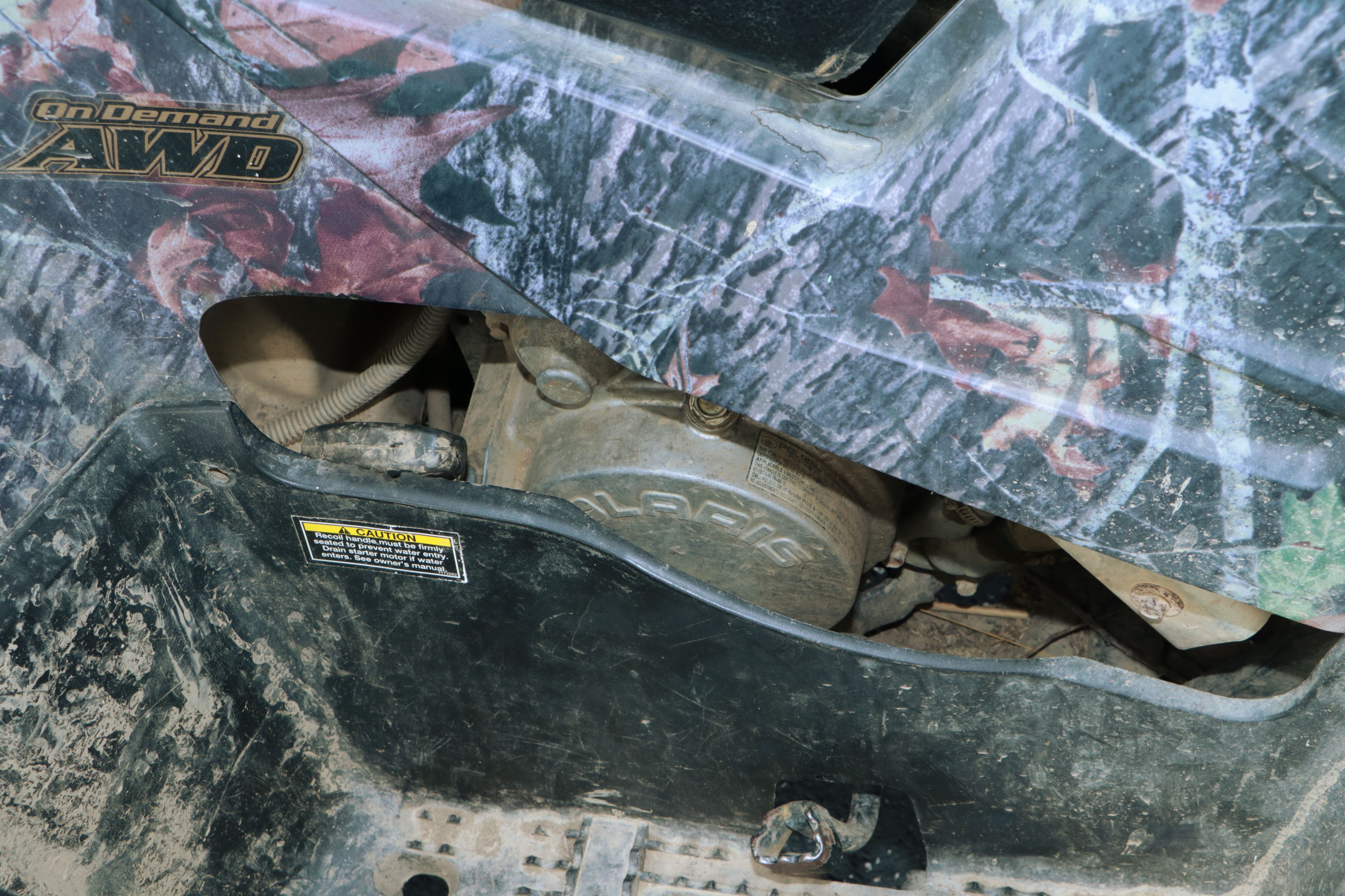 2006 Polaris Sportsman 450 ATV in Camo with Ramps, Snow Plow, and Accessories