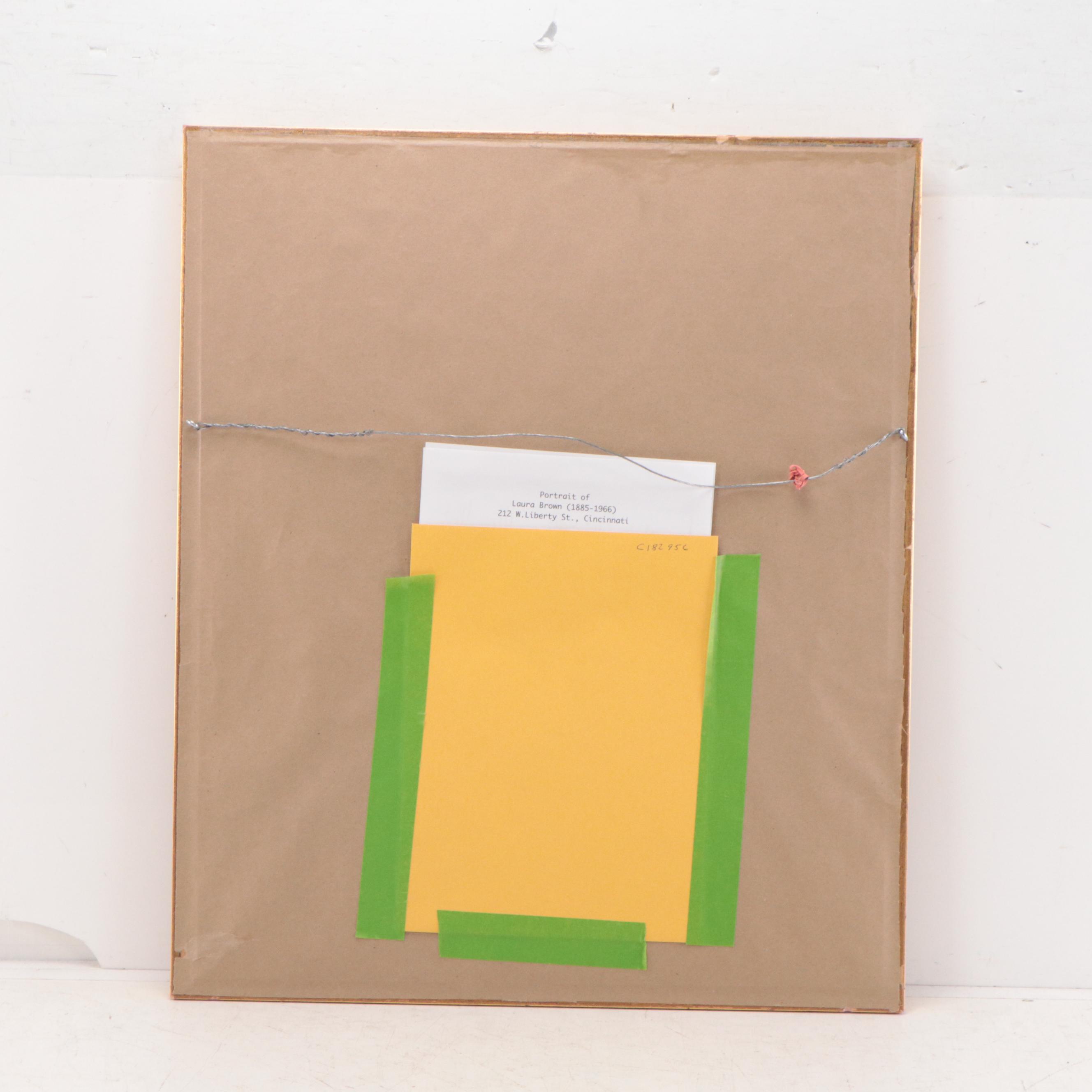 Oil on Silk Portrait of Laura Brown, circa 1903-1905