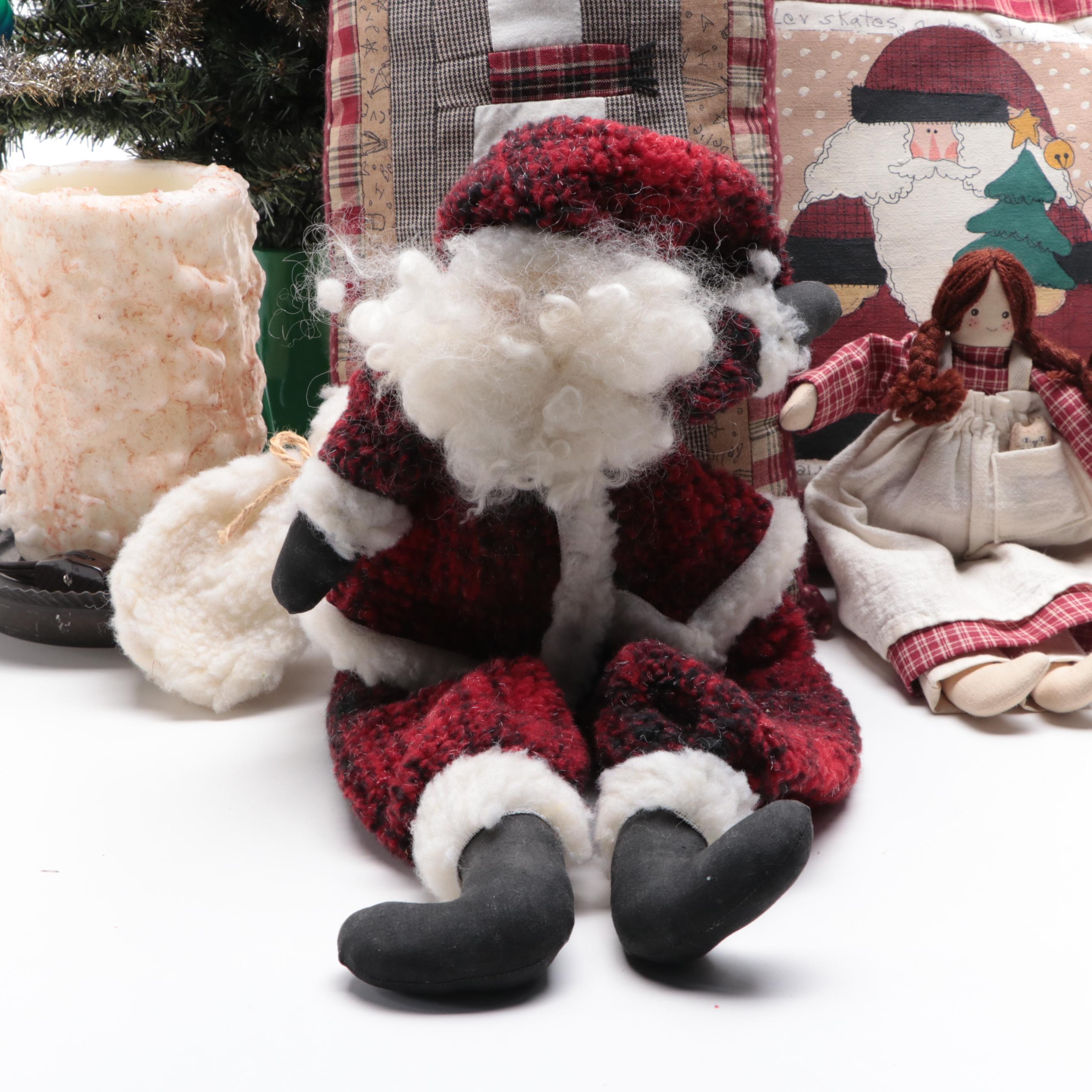 Shiny Brite Light-Up Tabletop Christmas Tree with Other Seasonal Décor