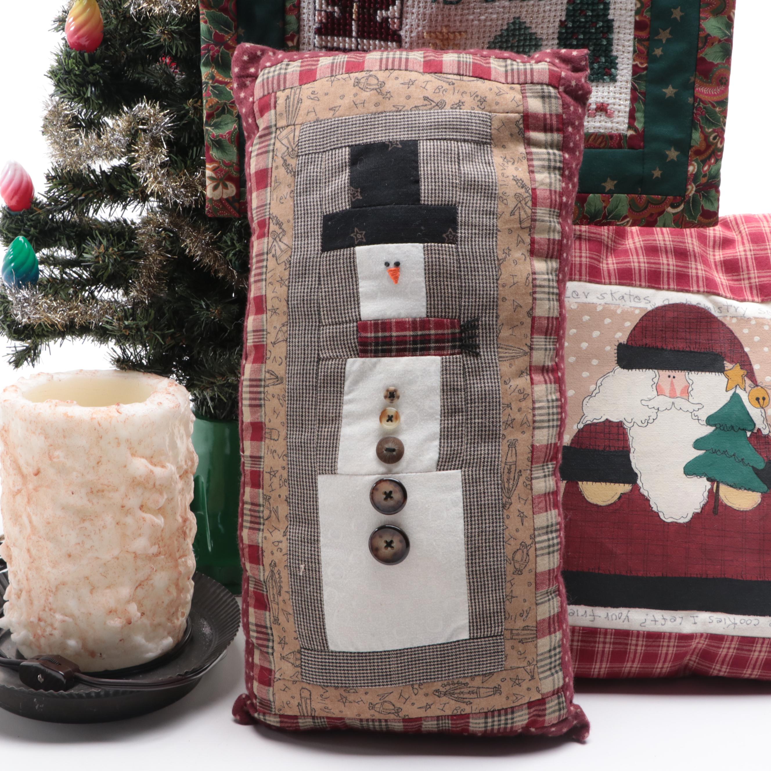 Shiny Brite Light-Up Tabletop Christmas Tree with Other Seasonal Décor