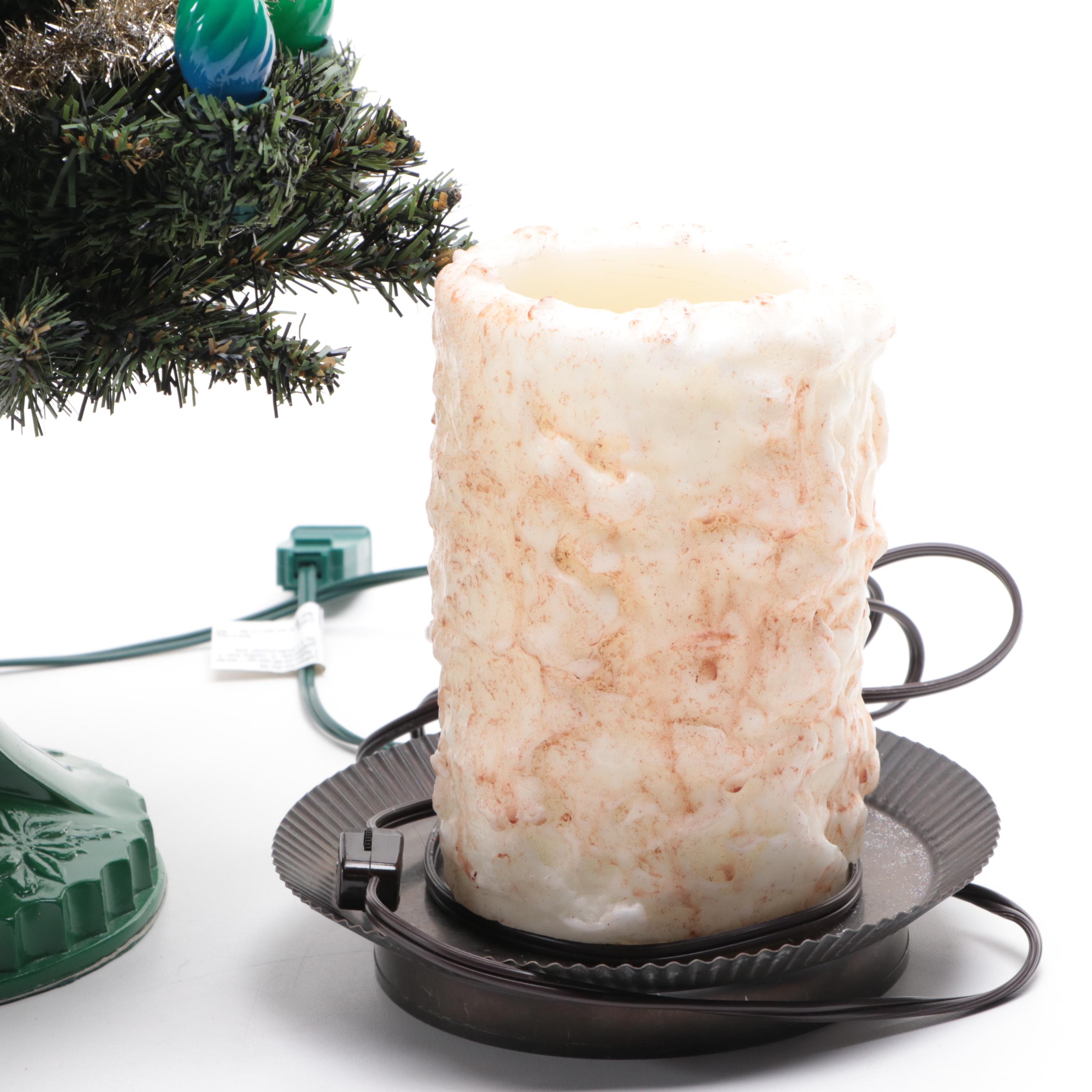 Shiny Brite Light-Up Tabletop Christmas Tree with Other Seasonal Décor