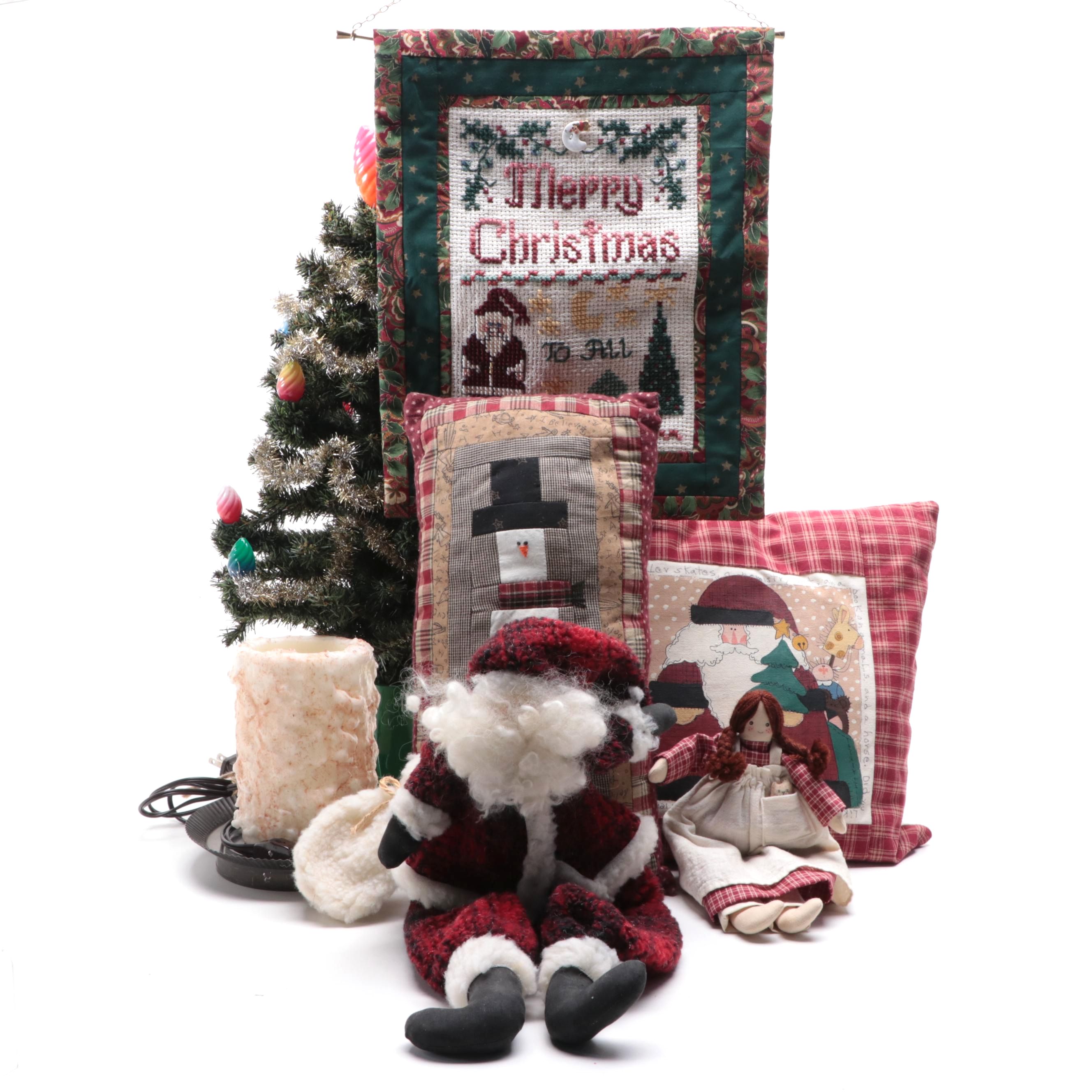 Shiny Brite Light-Up Tabletop Christmas Tree with Other Seasonal Décor