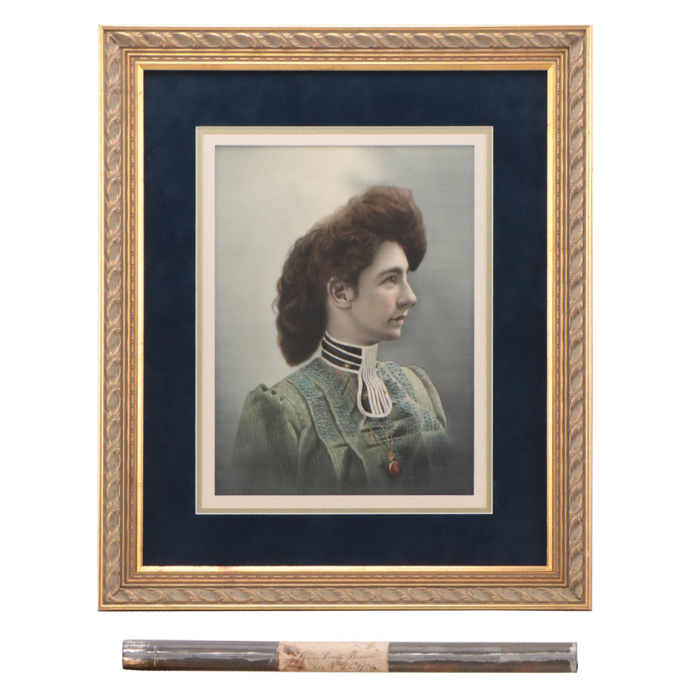 Oil on Silk Portrait of Laura Brown, circa 1903-1905