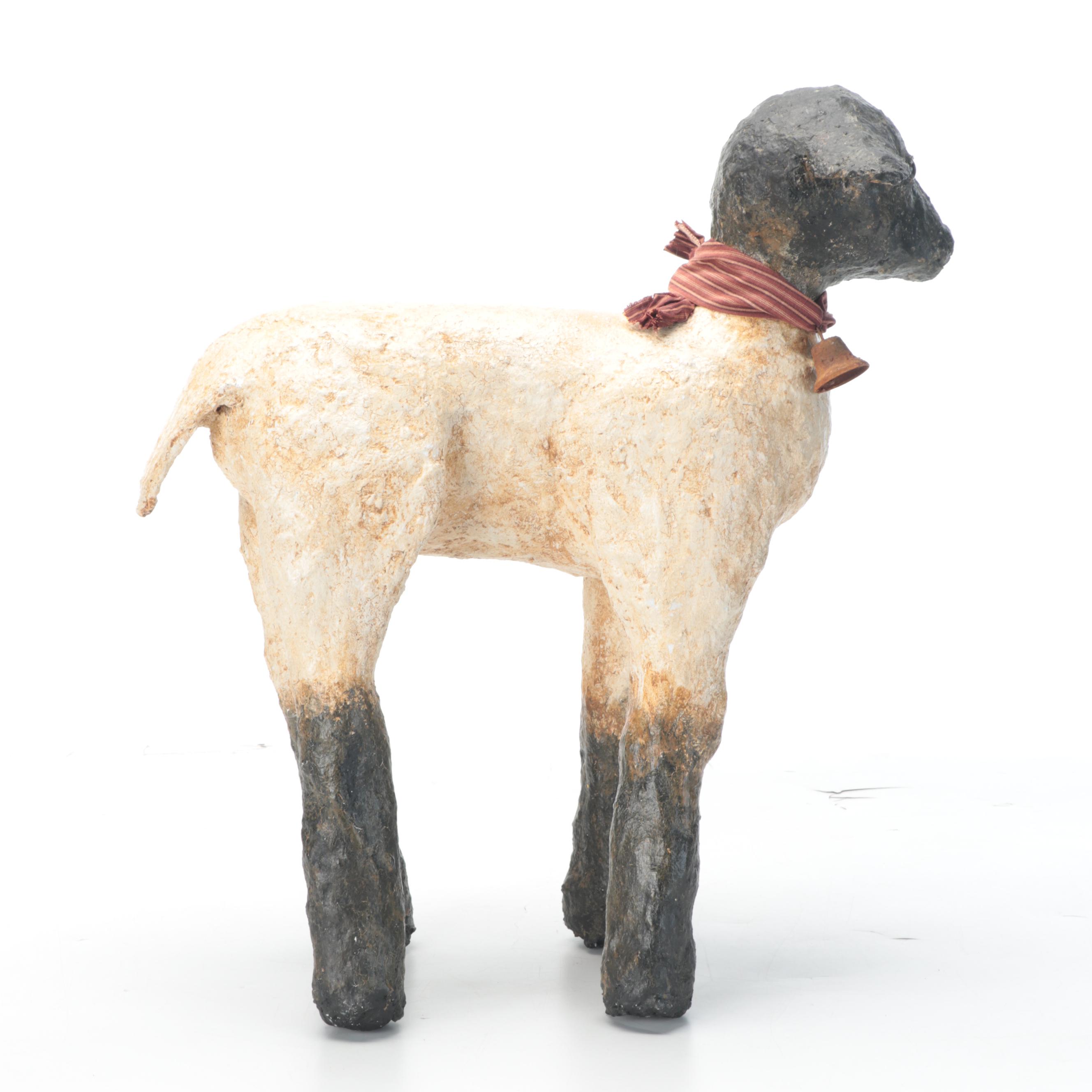 Papier-mâché Lamb Statuette