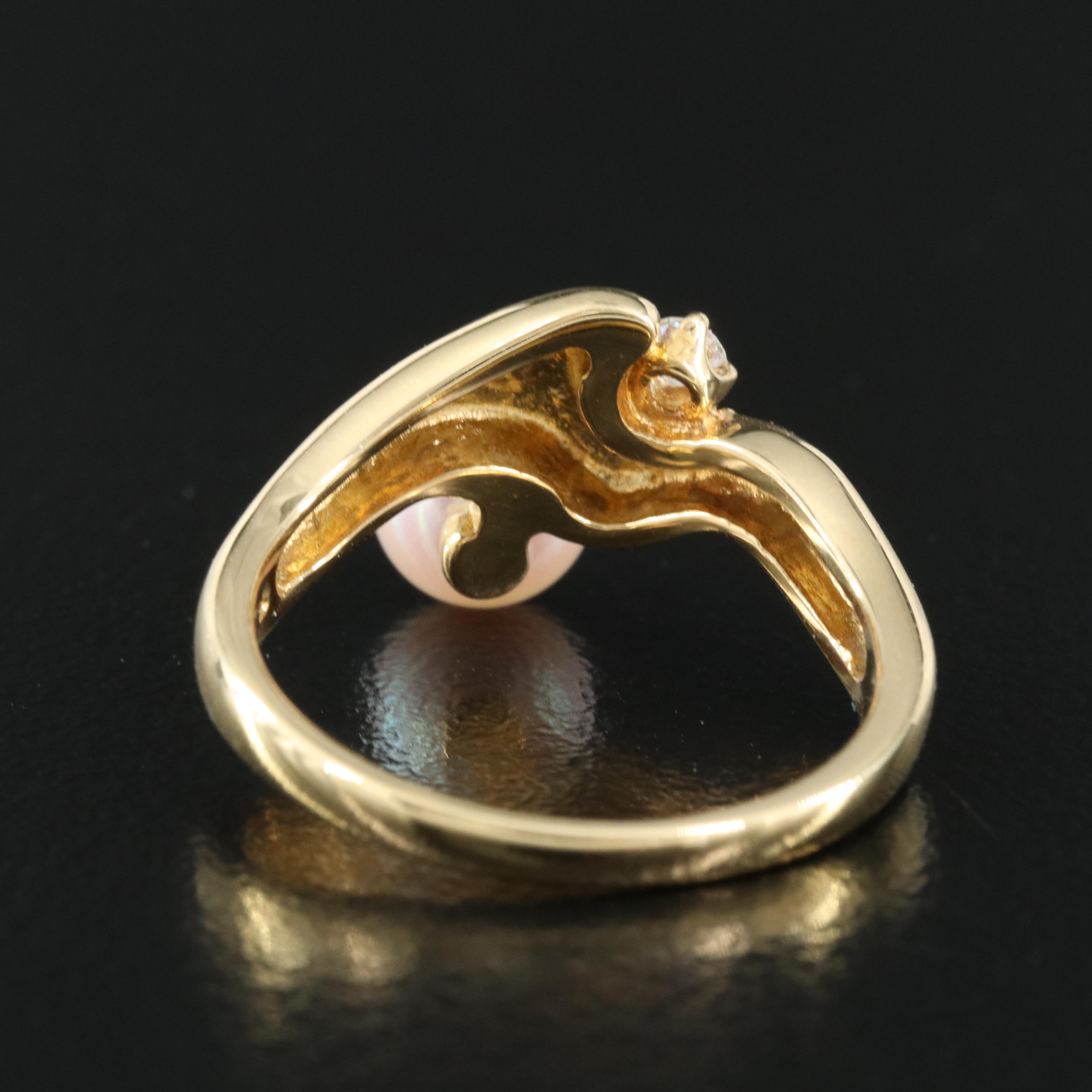 Mikimoto 18K Pearl and Diamond Ring