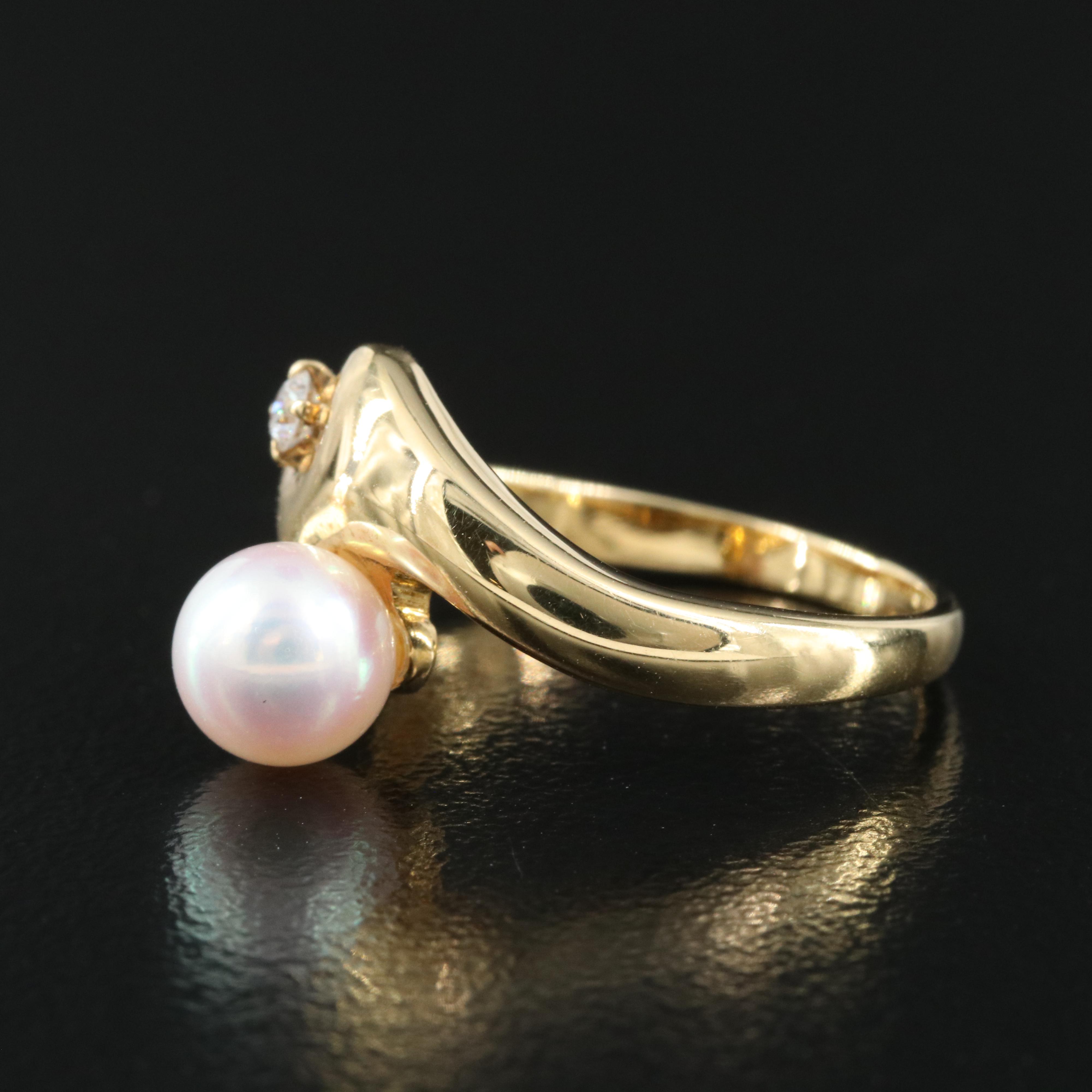 Mikimoto 18K Pearl and Diamond Ring