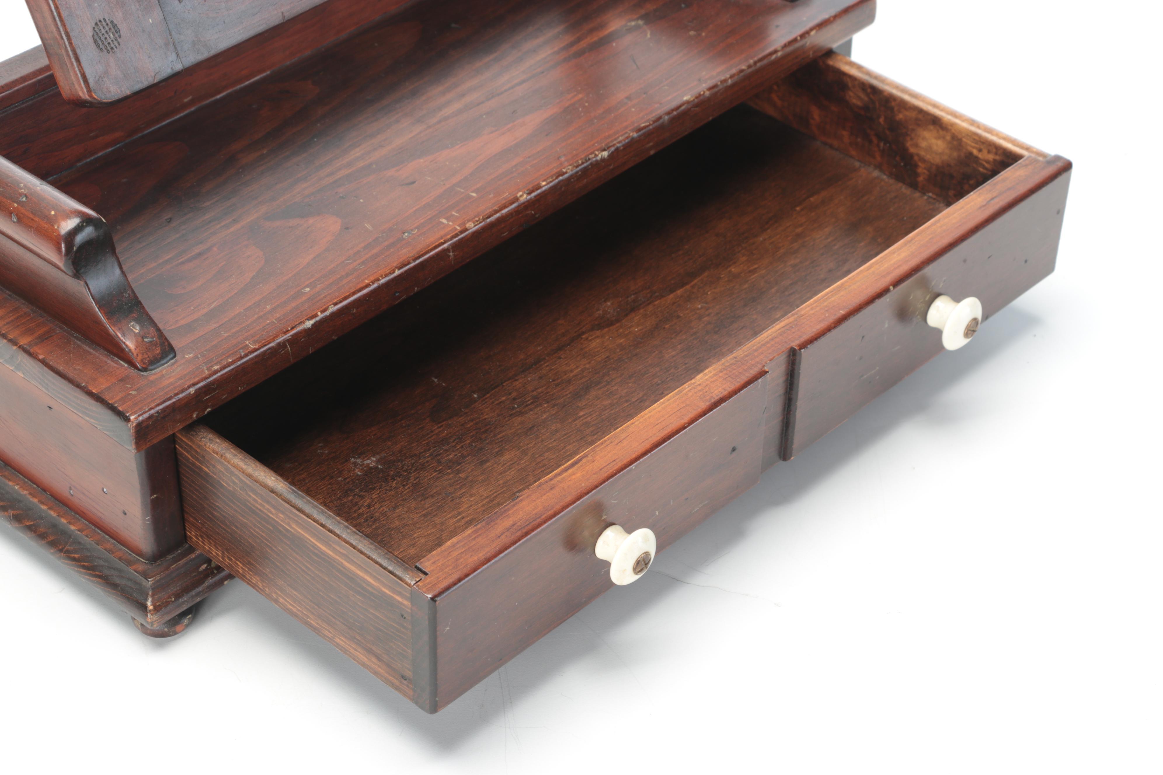 Ethan Allen Federal Style Wooden Shaving Vanity Mirror, Mid to Late 20th Century EBTH