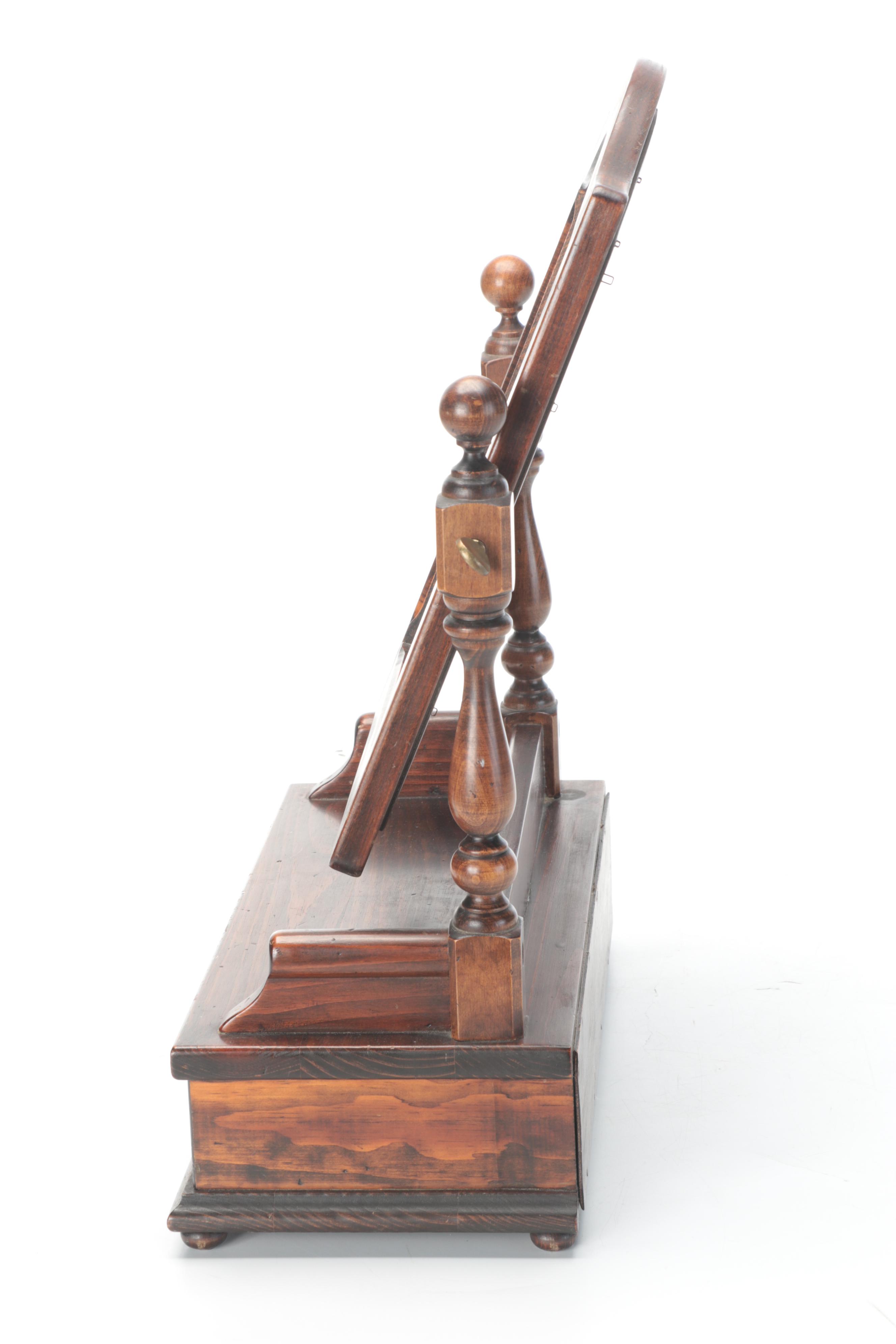 Ethan Allen Federal Style Wooden Shaving Vanity Mirror, Mid to Late