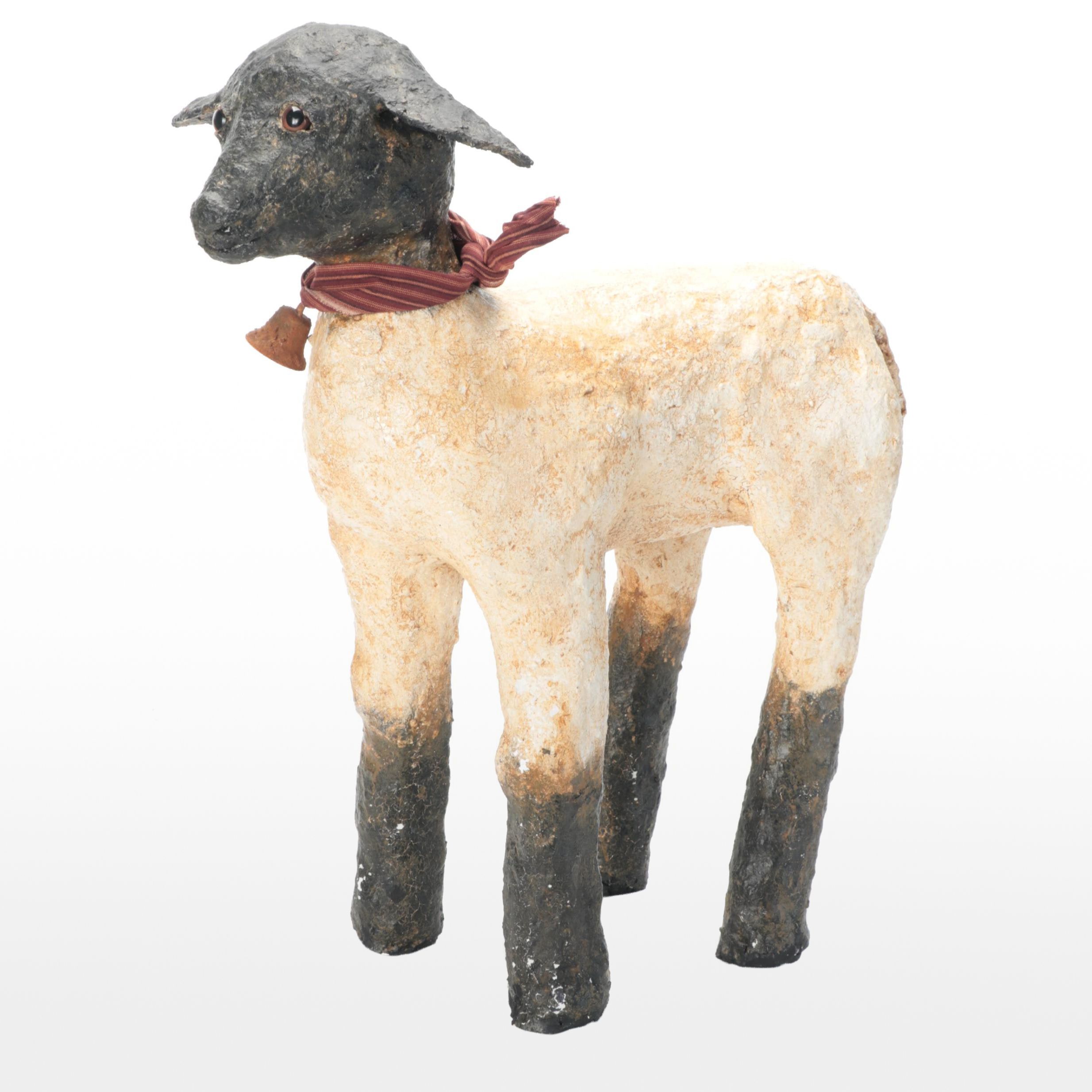 Papier-mâché Lamb Statuette