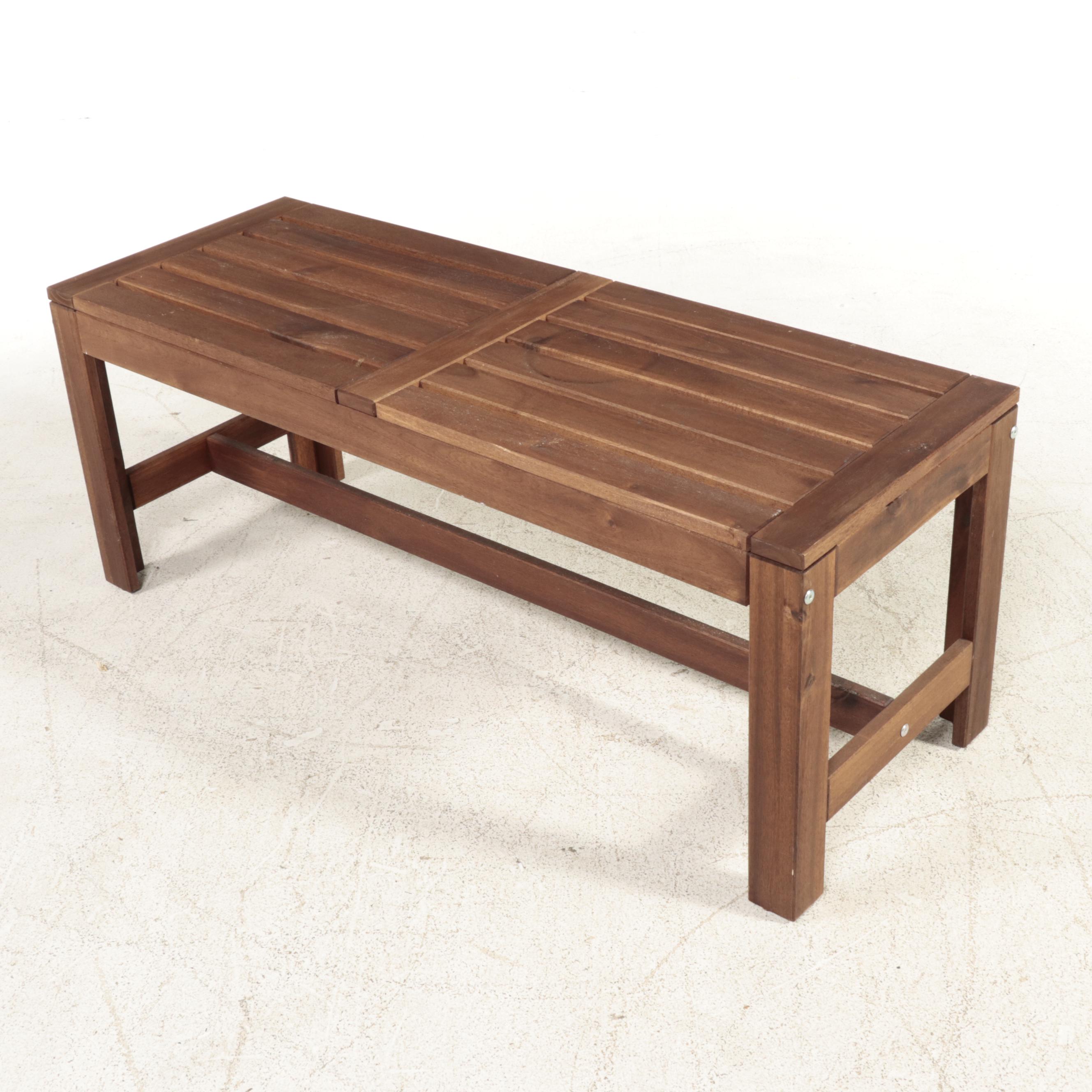 Pair of IKEA "Äpplarö" Acacia Benches with Nautica Home Cushions