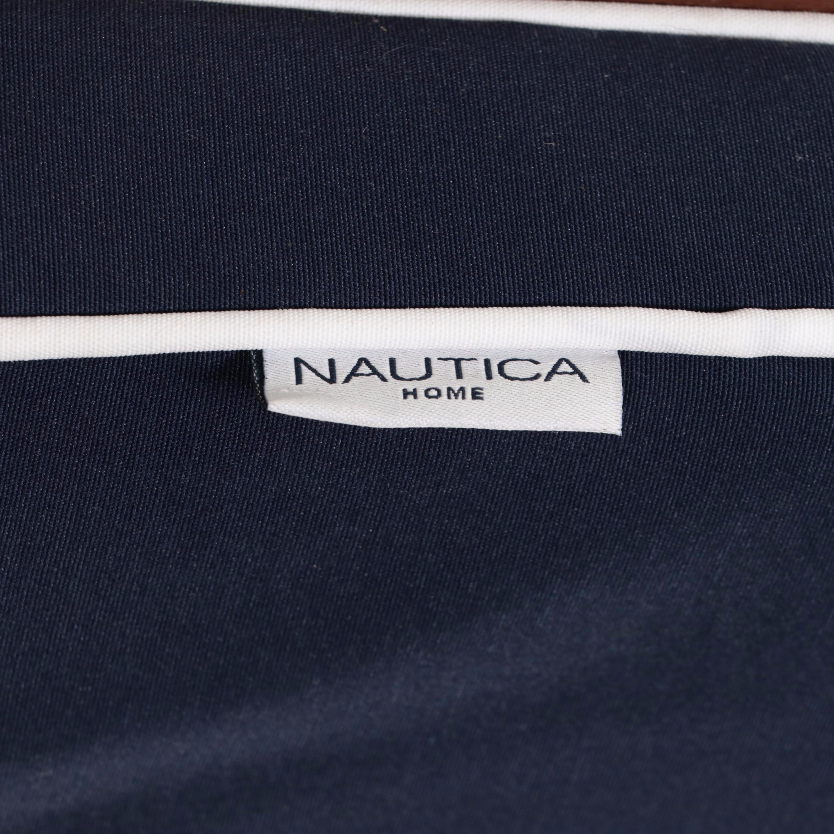 Pair of IKEA "Äpplarö" Acacia Benches with Nautica Home Cushions