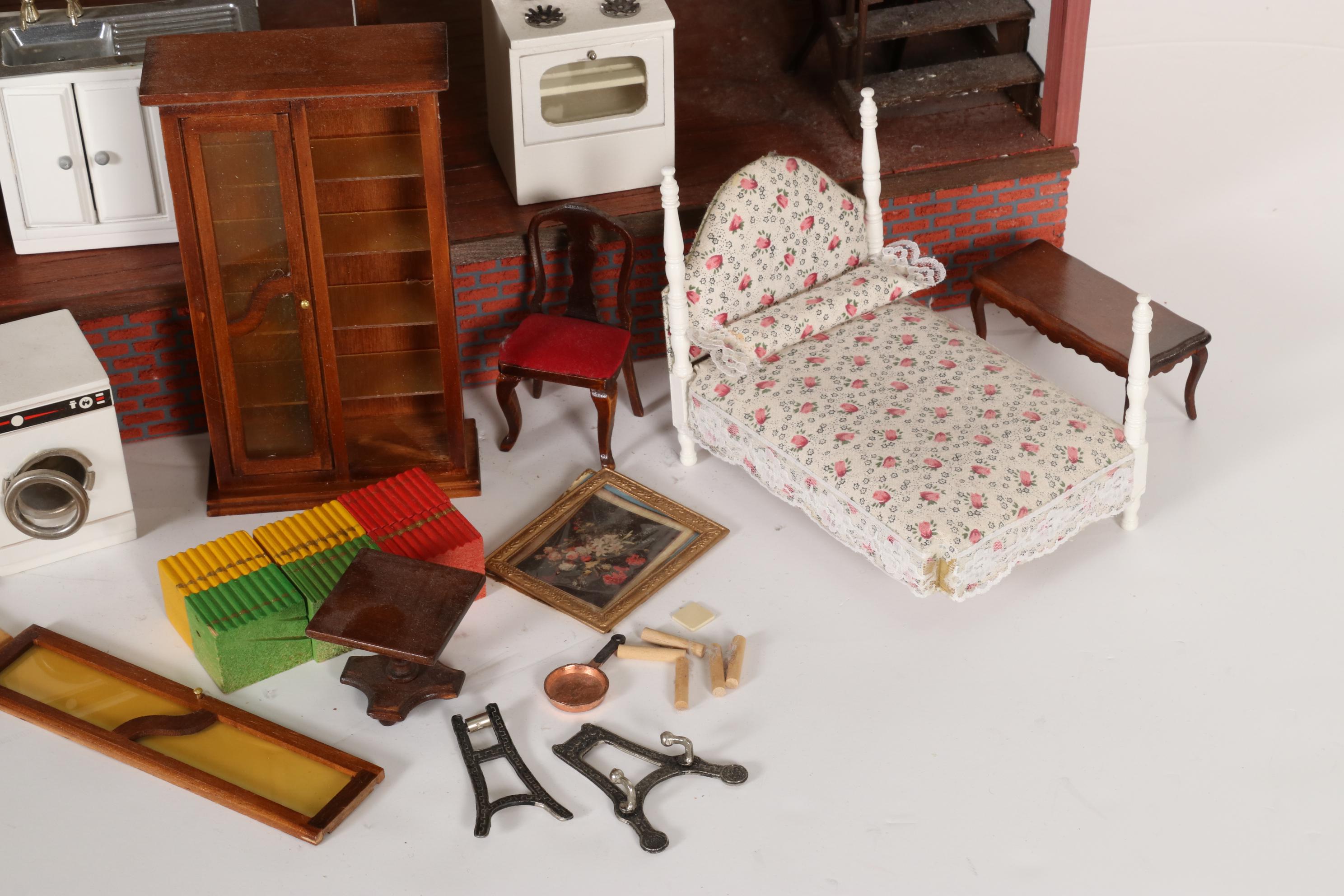 Hand-Crafted Wooden Doll House with Furniture and Accessories