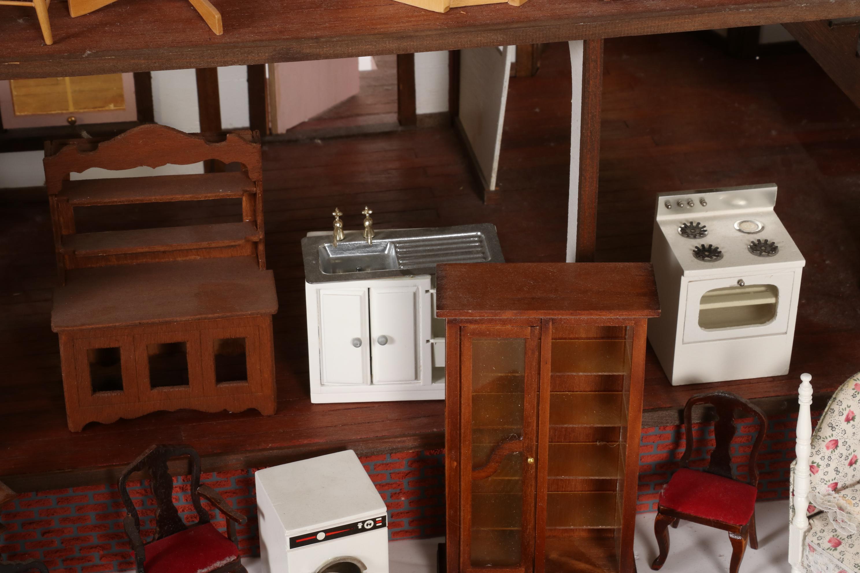 Hand-Crafted Wooden Doll House with Furniture and Accessories