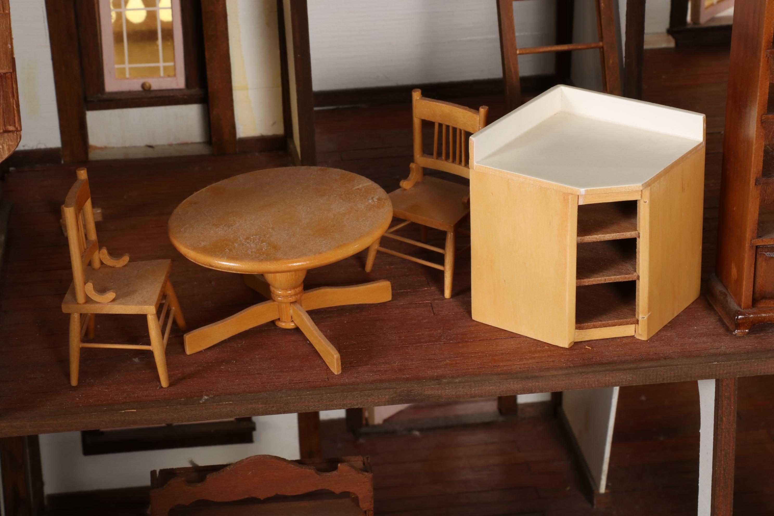 Hand-Crafted Wooden Doll House with Furniture and Accessories