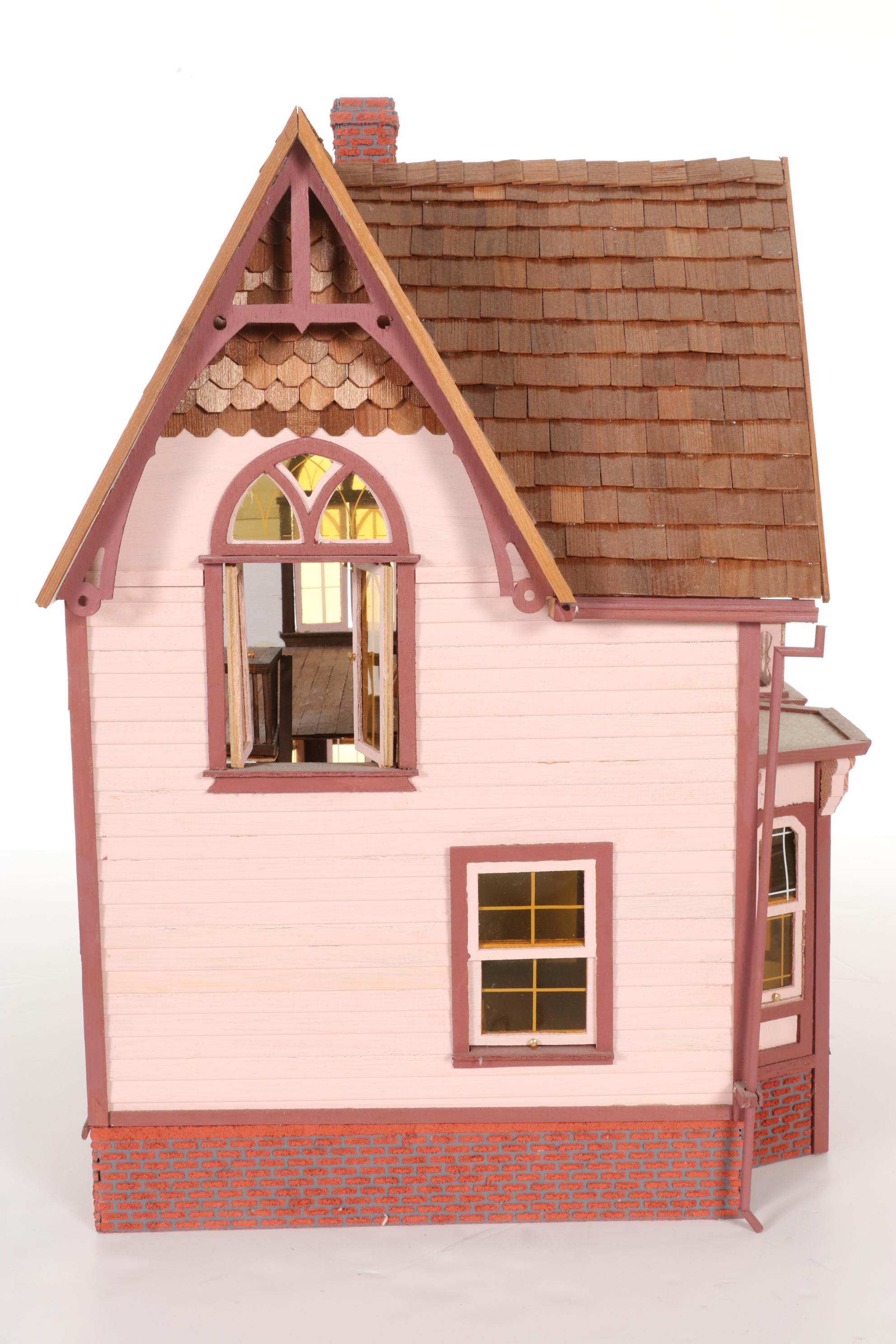 Hand-Crafted Wooden Doll House with Furniture and Accessories