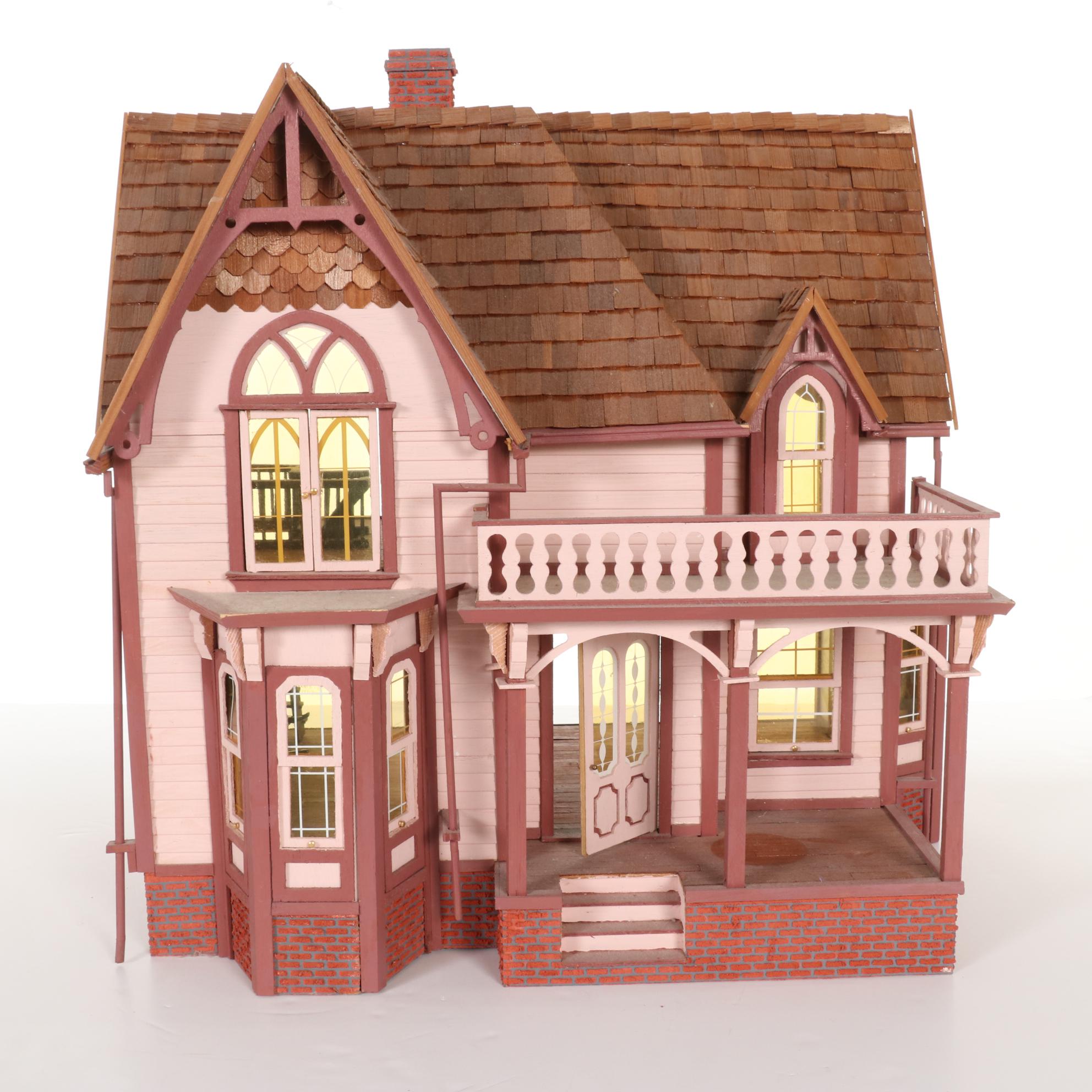 Hand-Crafted Wooden Doll House with Furniture and Accessories