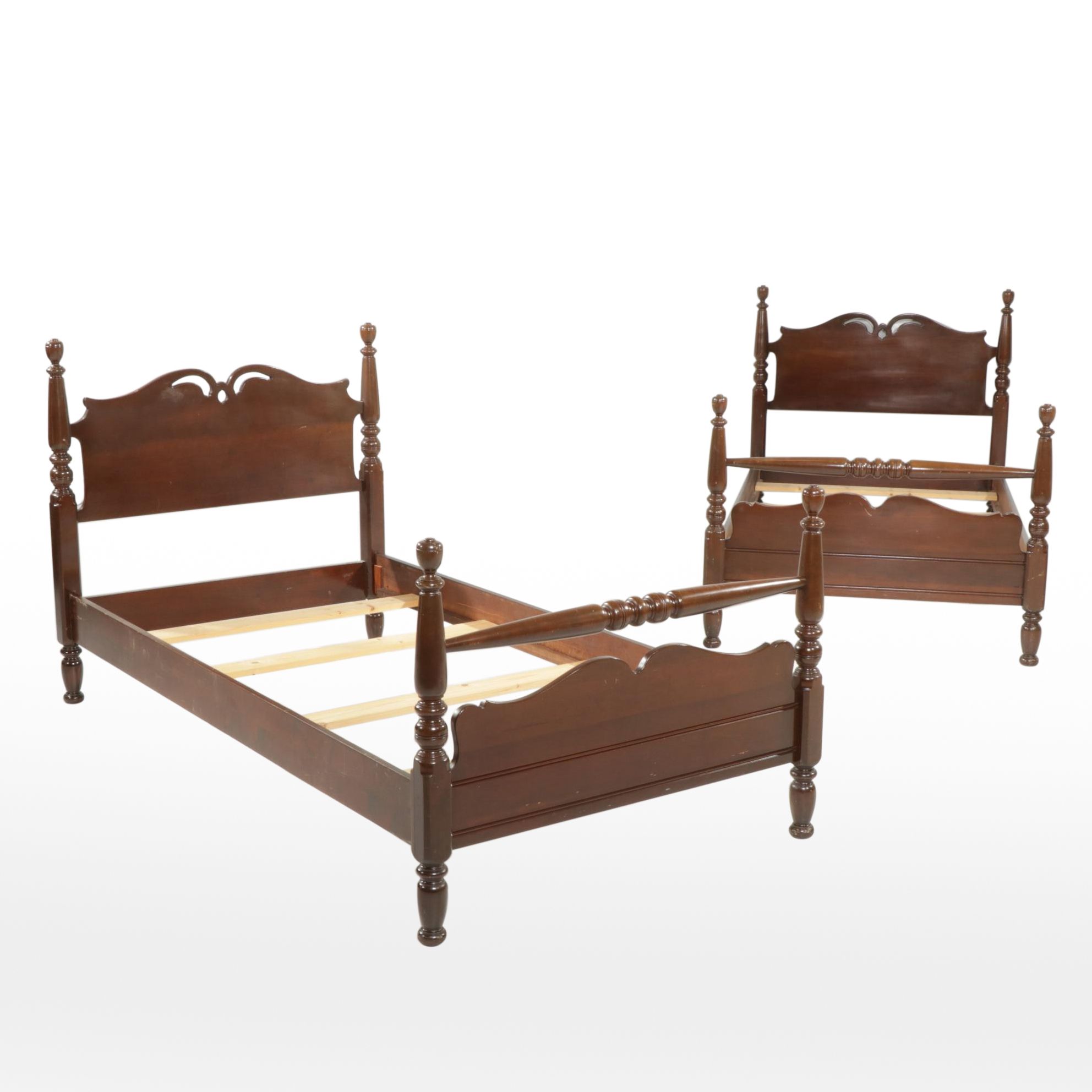 American Primitive / Federal Style Cherrywood Twin Bed Frames EBTH