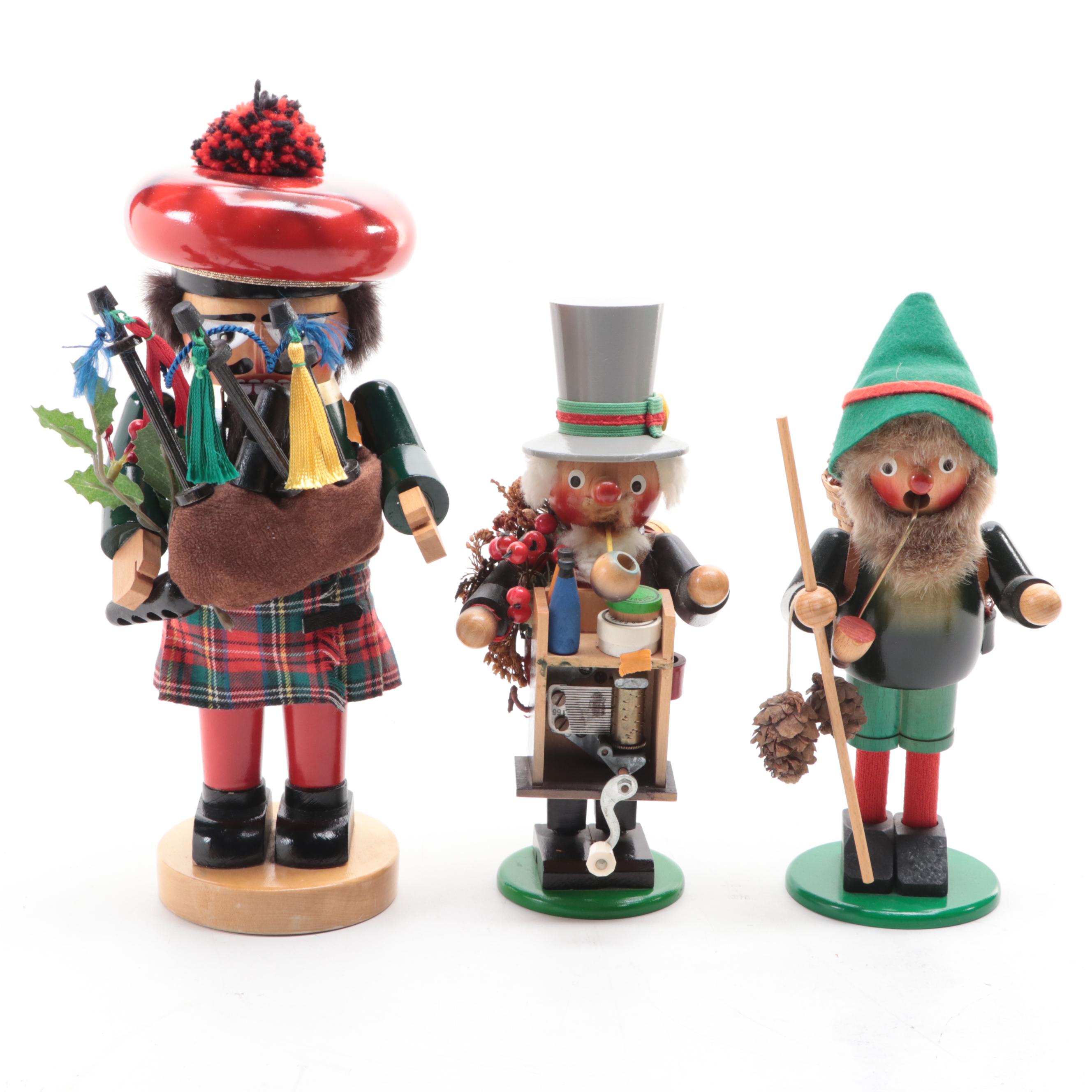 Steinbach German Nutcracker with Other Polychrome Wood Smoker Figures