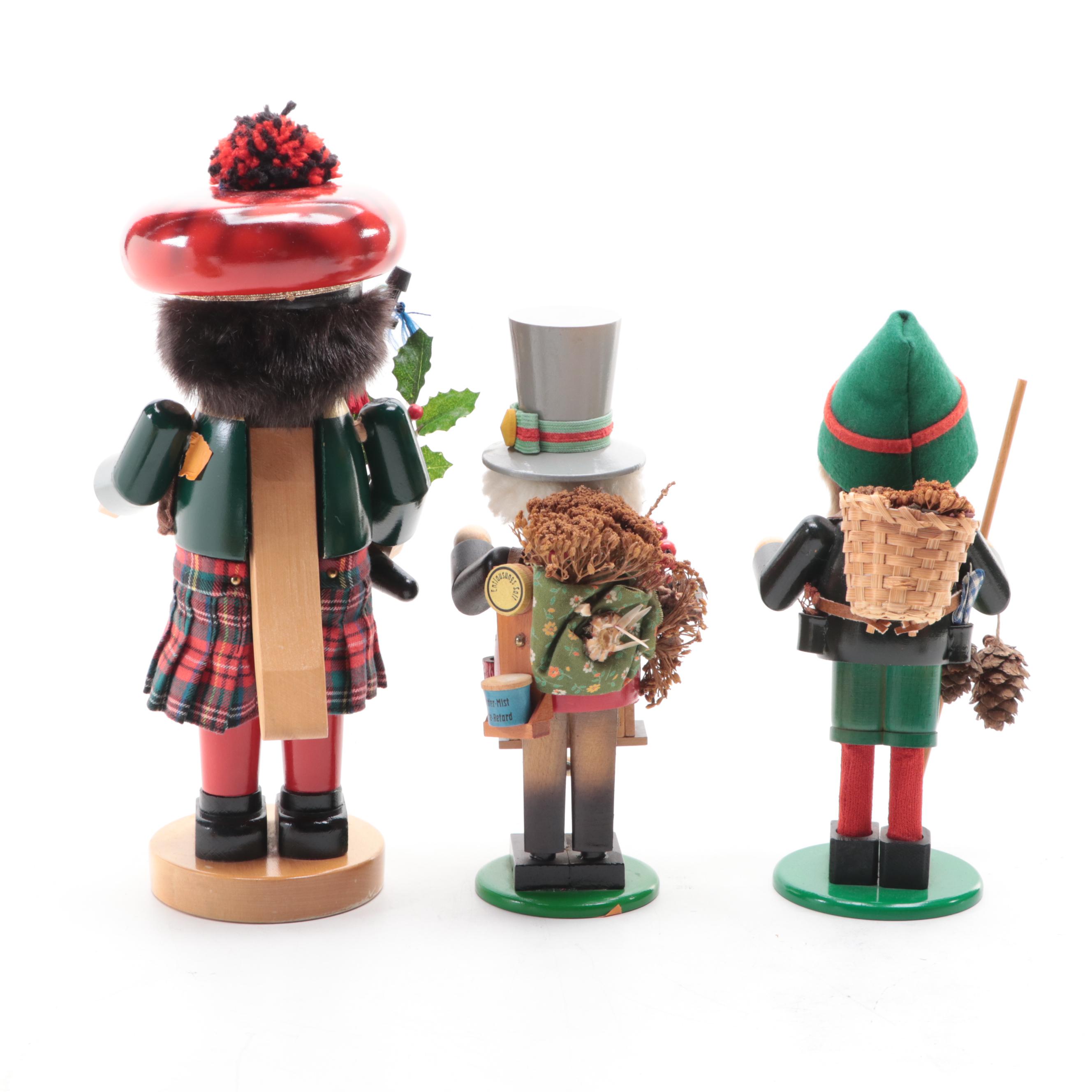 Steinbach German Nutcracker with Other Polychrome Wood Smoker Figures