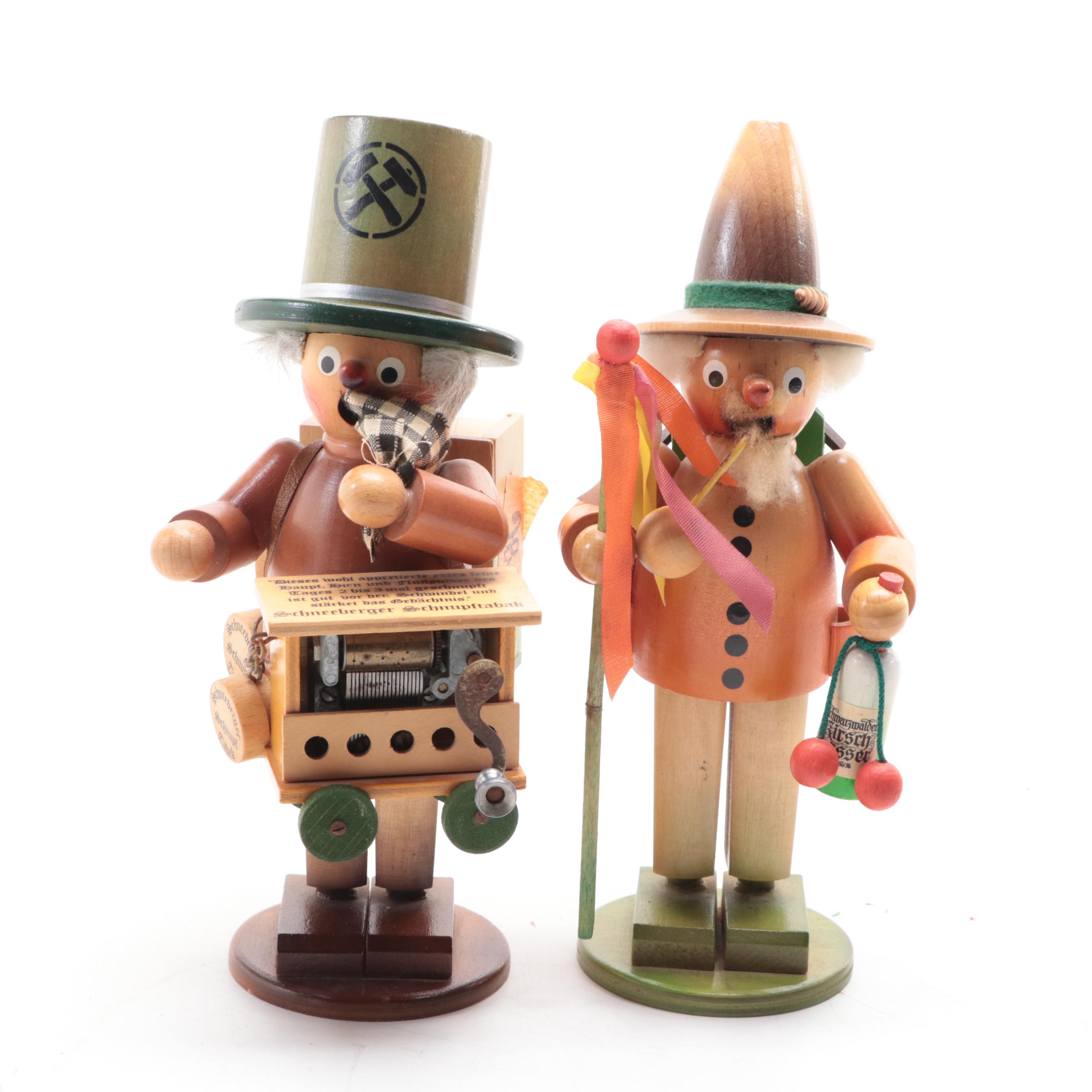 Steinbach German Nutcracker with Other Polychrome Wood Smoker Figures