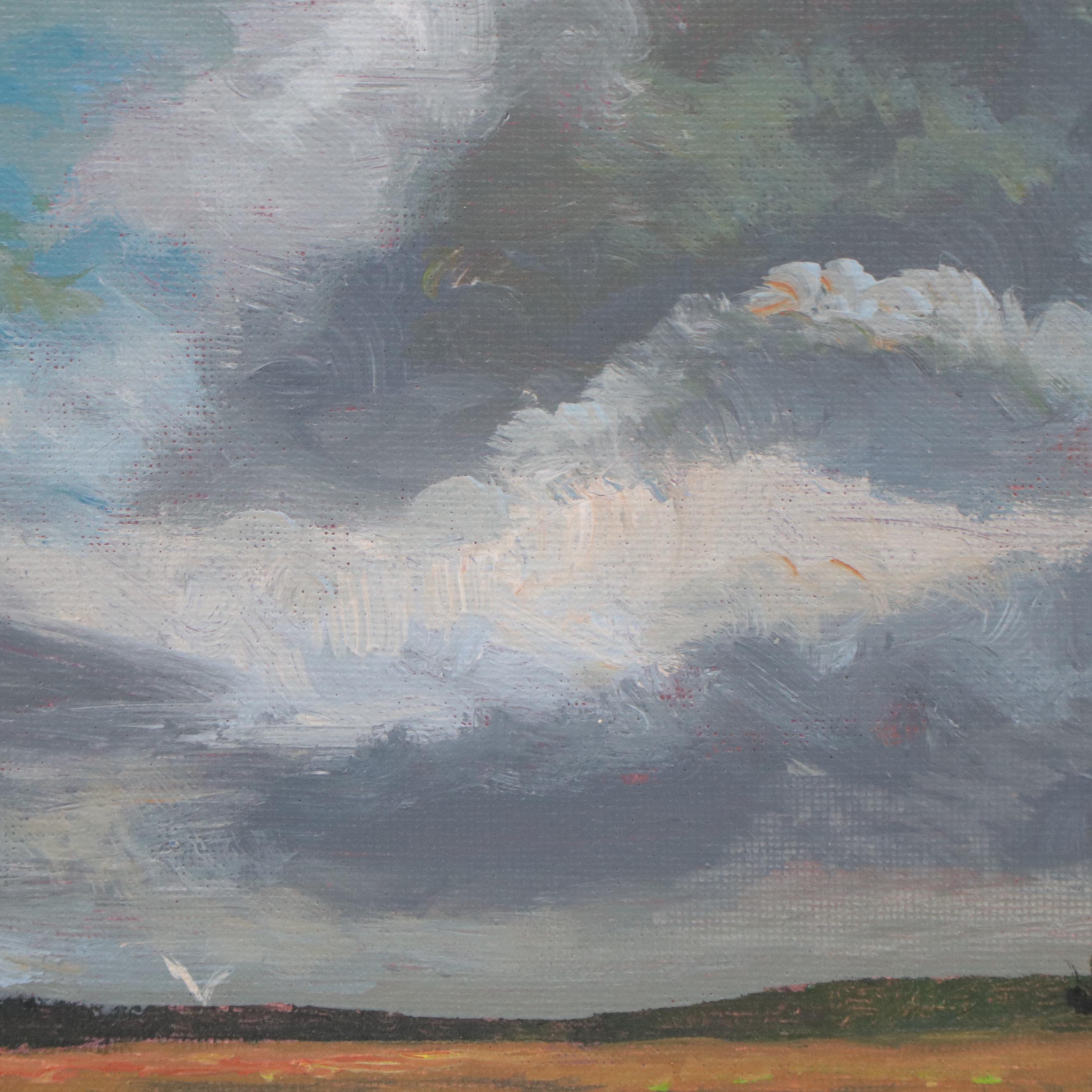 Riverbank Landscape Oil Painting, 21st Century