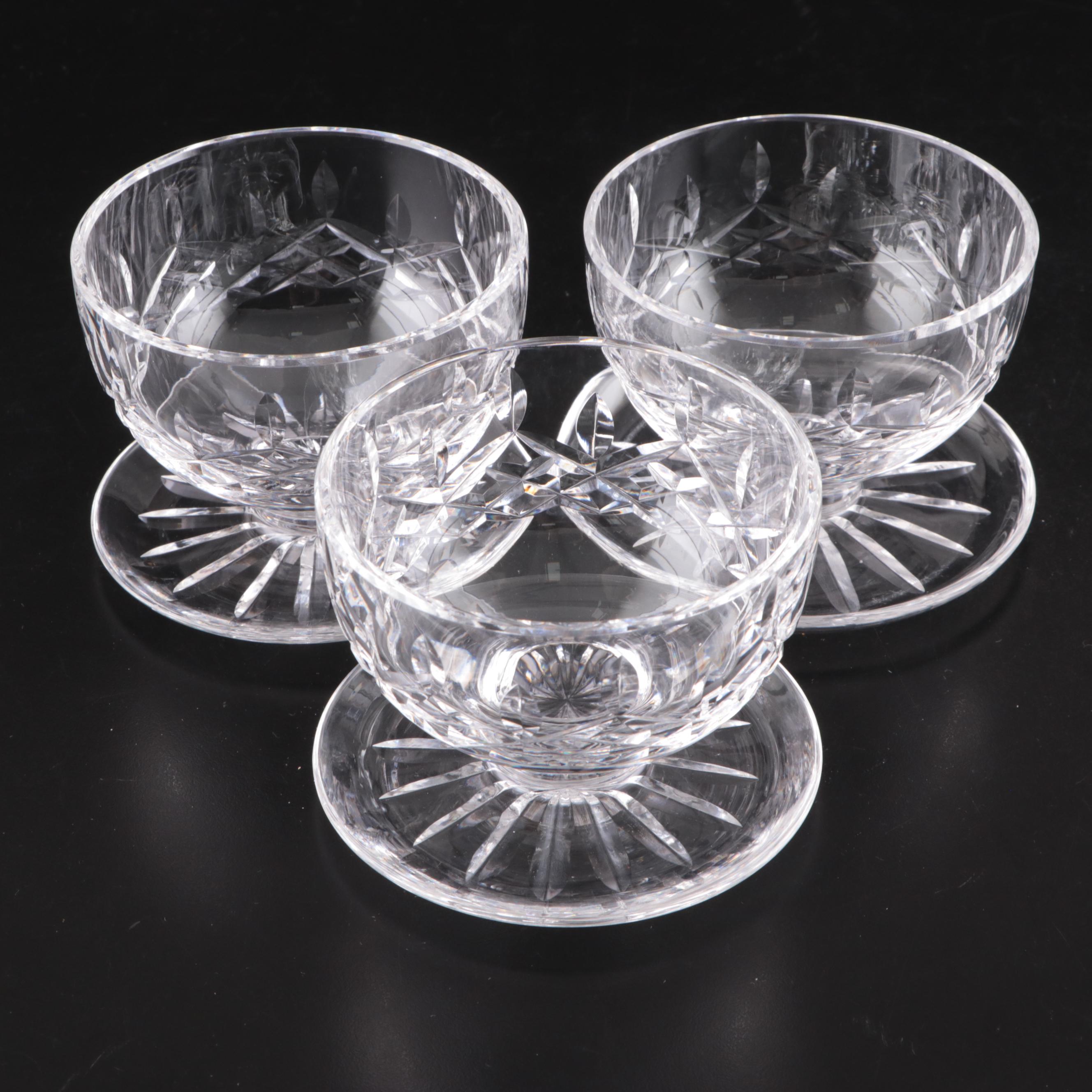 Waterford Crystal "Lismore" Footed Dessert Bowls, Mid to Late 20th